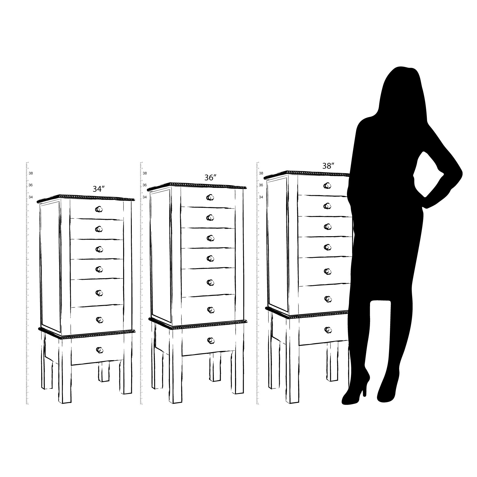 Premium Carson Fully Locking Jewelry Cabinet - Secure Storage for Necklaces, Rings & Watches | Perfect for Bedroom, Closet & Travel Organization