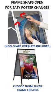 30x40 Euro Style A Board Sign Holder with Logo Plates | Double Snap Frames for 30x40 Poster Signs | Perfect for Retail Stores, Restaurants & Outdoor Advertising