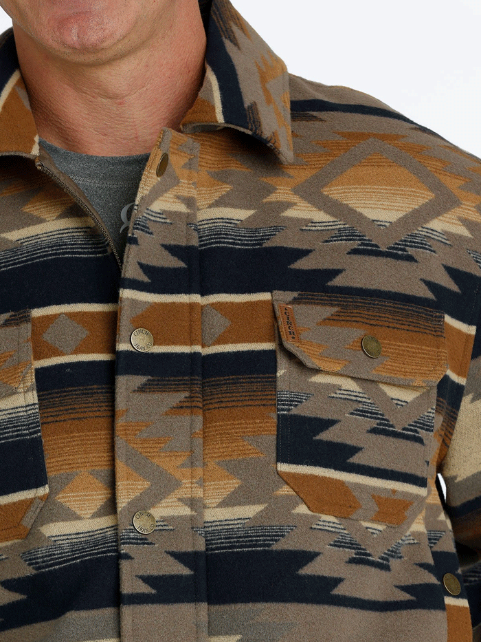 Men's Southwestern Print Frontier Coat - MWJ1572003 | Brown Western Jacket for Cowboy & Outdoor Enthusiasts | Perfect for Rodeo, Camping & Country Events