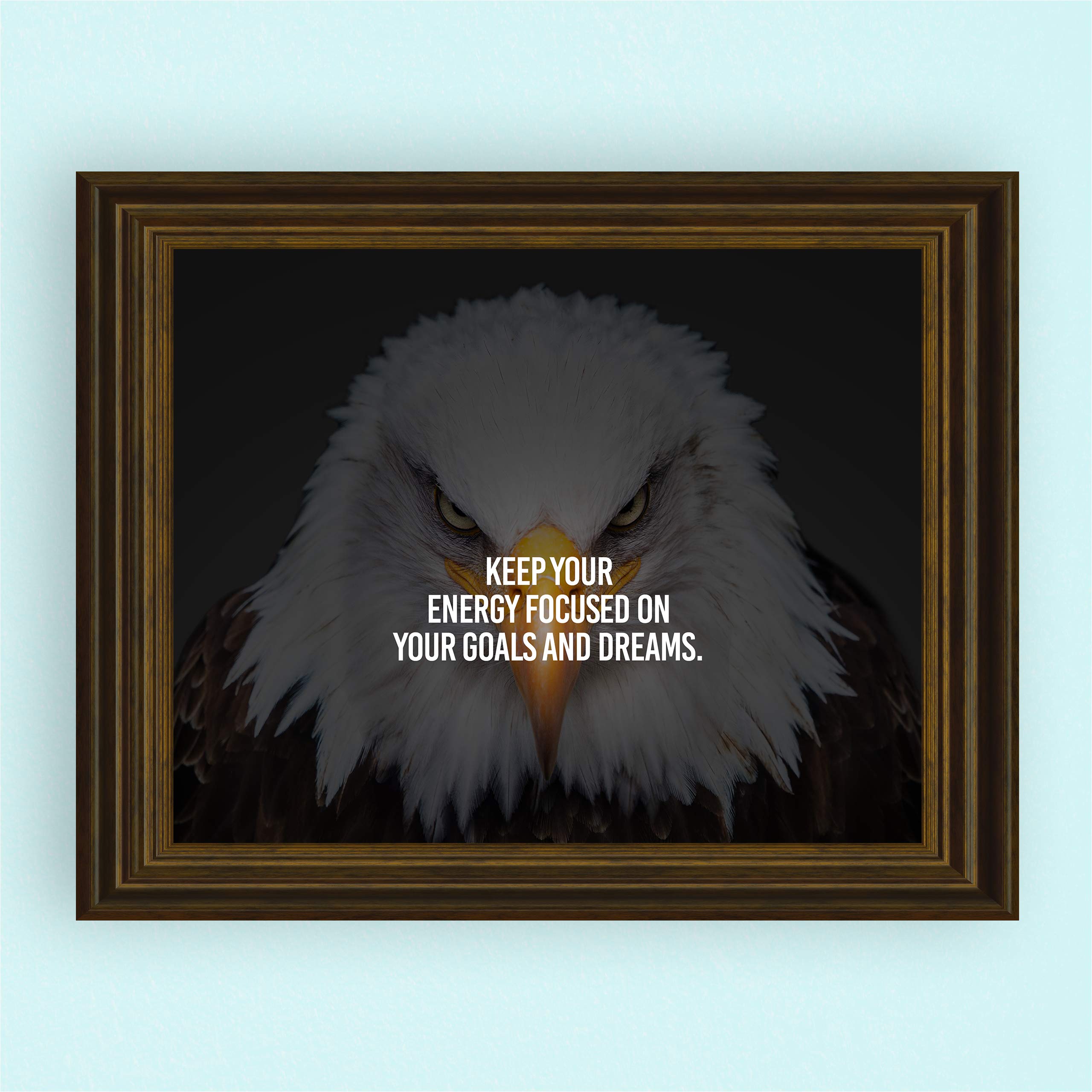 Bald Eagle Motivational Wall Art Print - Inspirational Home, Office, Studio, School & Gym Decor - Unframed 10x8 Inches - Perfect for Motivation & Goal Setting Spaces