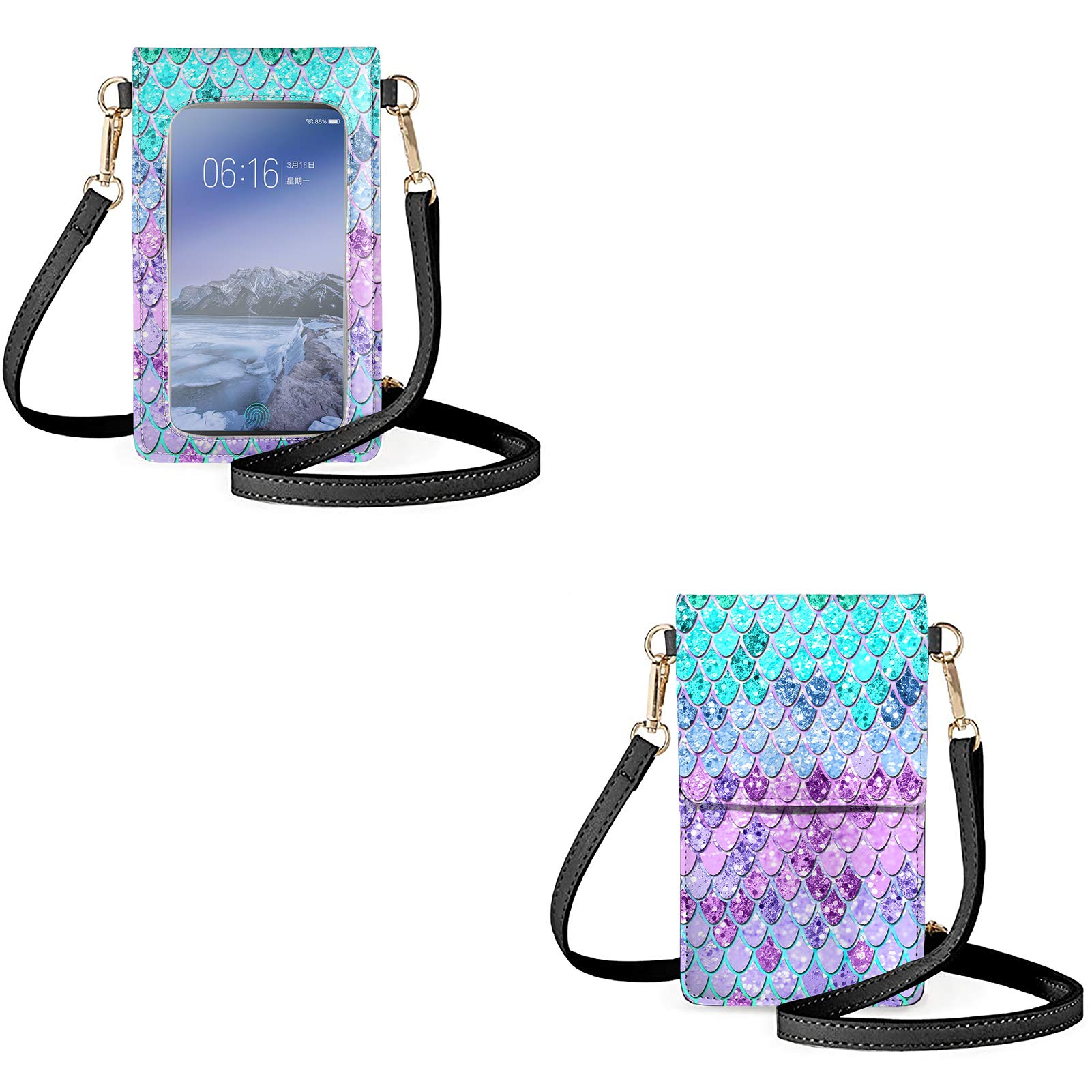 INSTANTARTS Women's Small Leather Phone Purse with Clear Touch Screen Window - Crossbody Shoulder Wallet Bag for iPhone & Android - Perfect for Shopping, Travel & Daily Use
