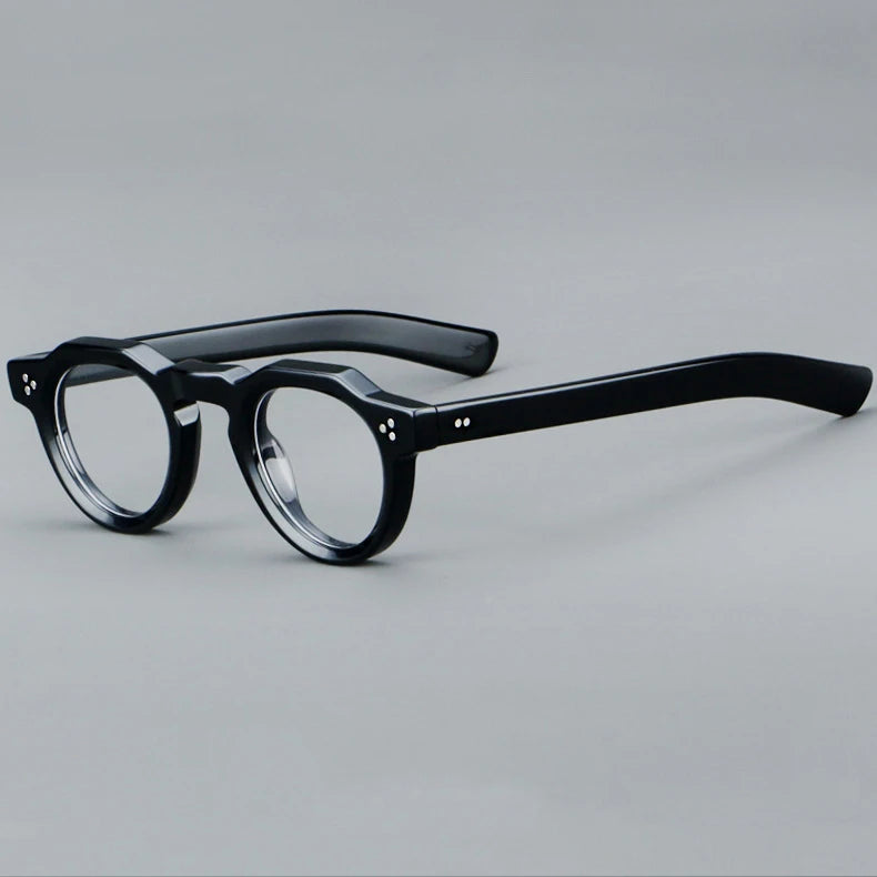 CCspace Unisex Full Rim Flat Top Round Acetate Eyeglasses 57171 - Stylish & Lightweight Frame for Men & Women - Perfect for Reading, Work, and Everyday Fashion