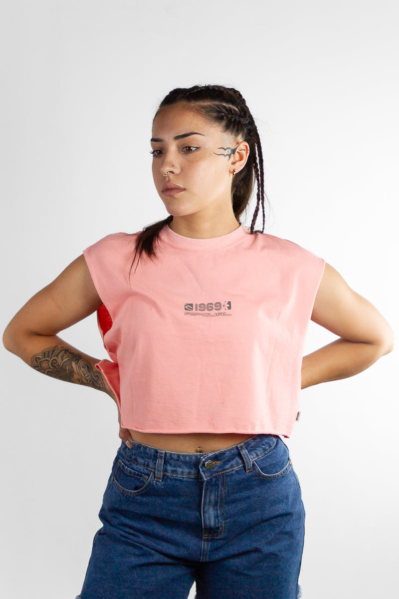RipCurl Women's T Sm Surflite Pro Muscle Tee - Pink M9 | Surfing, Yoga & Gym Workout Apparel
