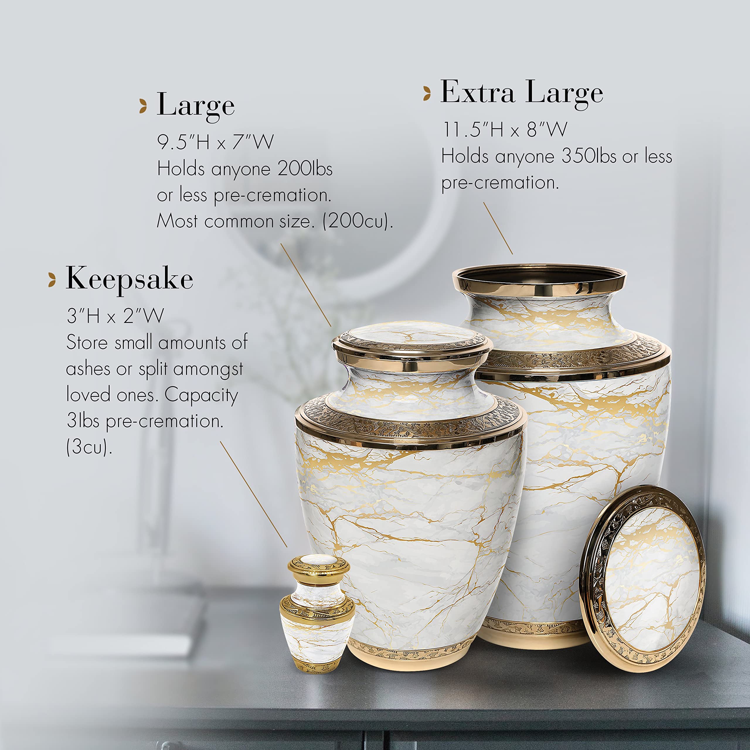 Elegant White Marble Urn for Human Ashes - Large Adult Cremation Urn for Women, Perfect for Home Memorial or Columbarium Display - Memorial Gift for Mom and Loved Ones