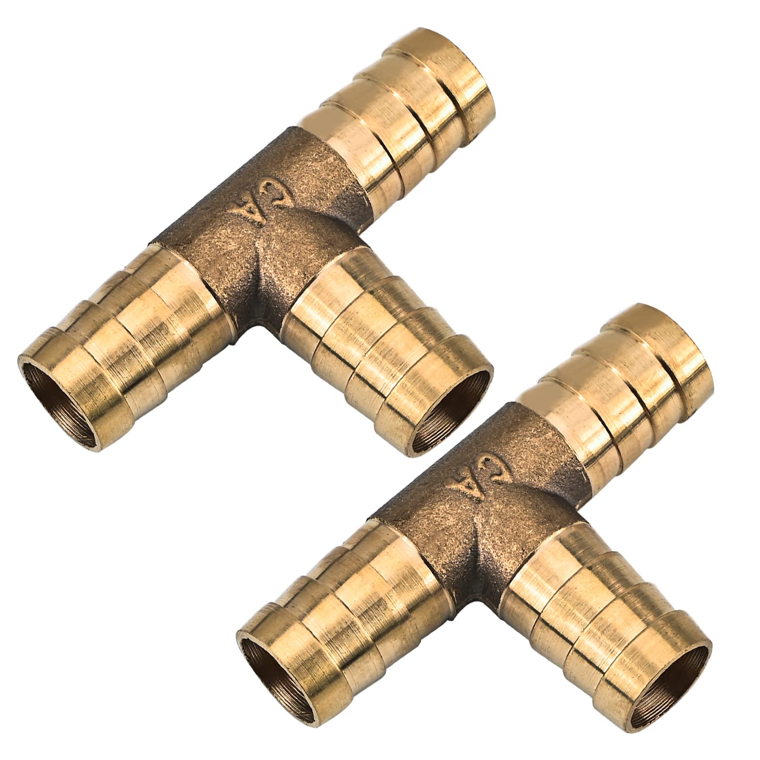 MroMax 12mm Brass Hose Barb Tee Fitting - 3 Way T-Shaped Union Connector (0.47