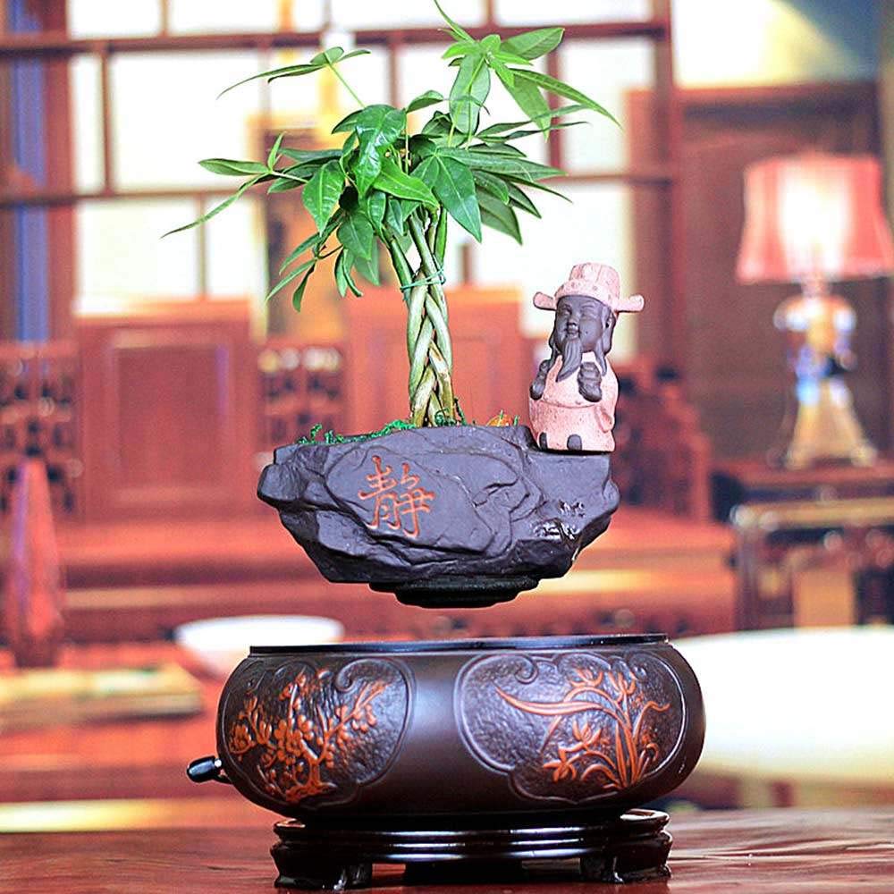 Magnetic Levitating Air Bonsai Pot - Floating Flower Planter with Creative Design for Home & Office Decor - Unique Gift Idea for Plant Lovers - Perfect for Zen Gardens, Modern Desks & Gift Giving Occasions
