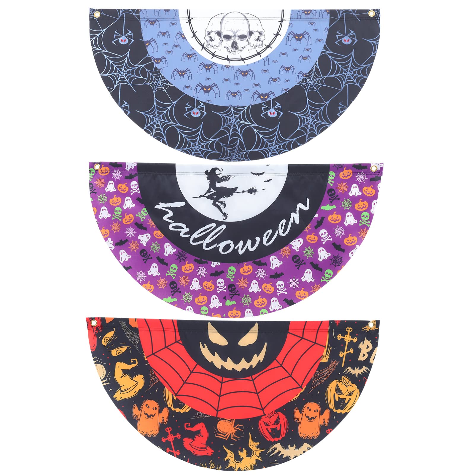 3-Pack Halloween Wreath Decor - Pleated Fan Ghost & Pumpkin Hanging Bunting Flags for Indoor/Outdoor Halloween Party Decorations | Perfect for Porch, Yard, Door & Wall Decor