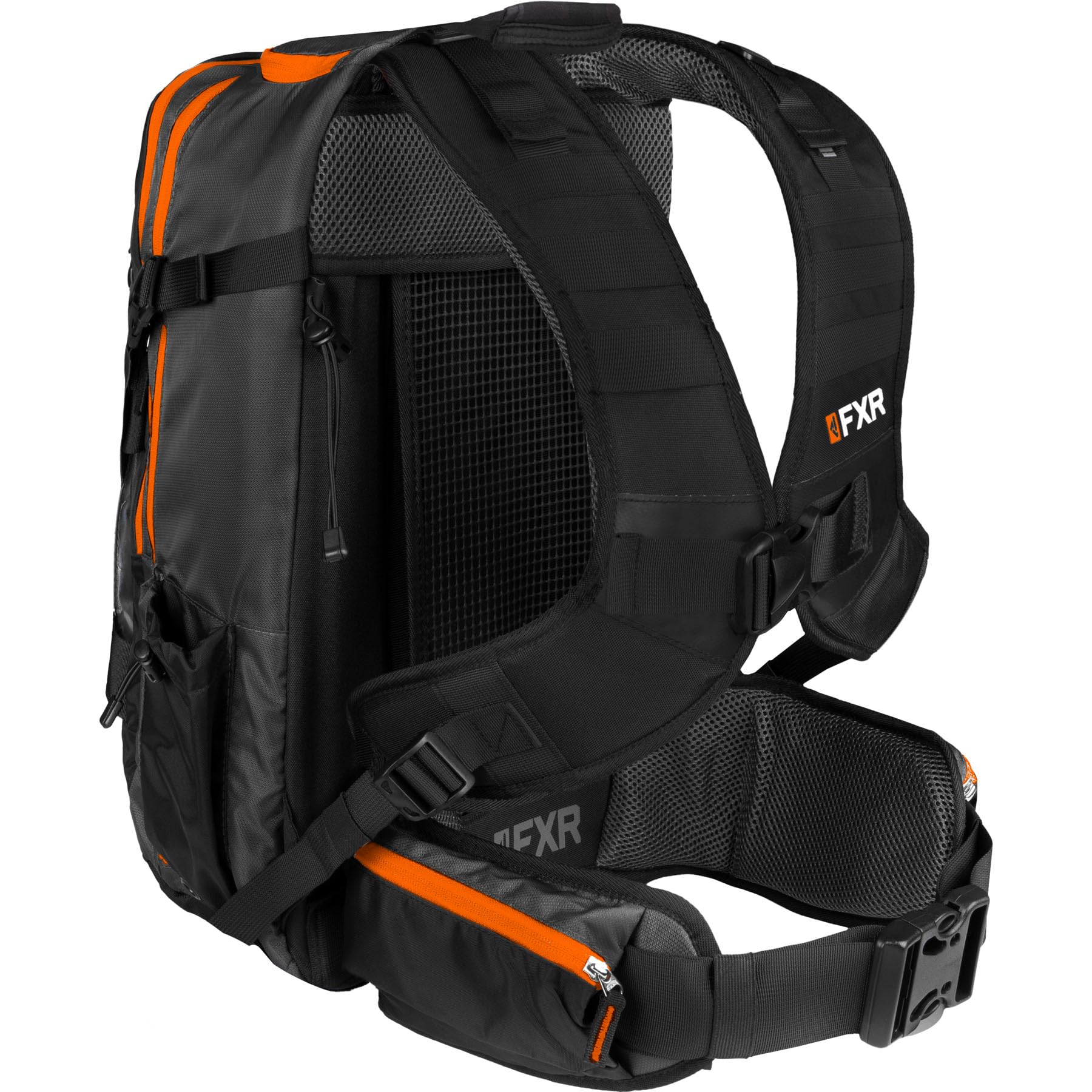 FXR Ride Pack 2025 - Black/Charcoal/Orange Snowmobile Backpack - One Size Fits All - Durable Waterproof Storage for Snowmobile Gear & Outdoor Adventures