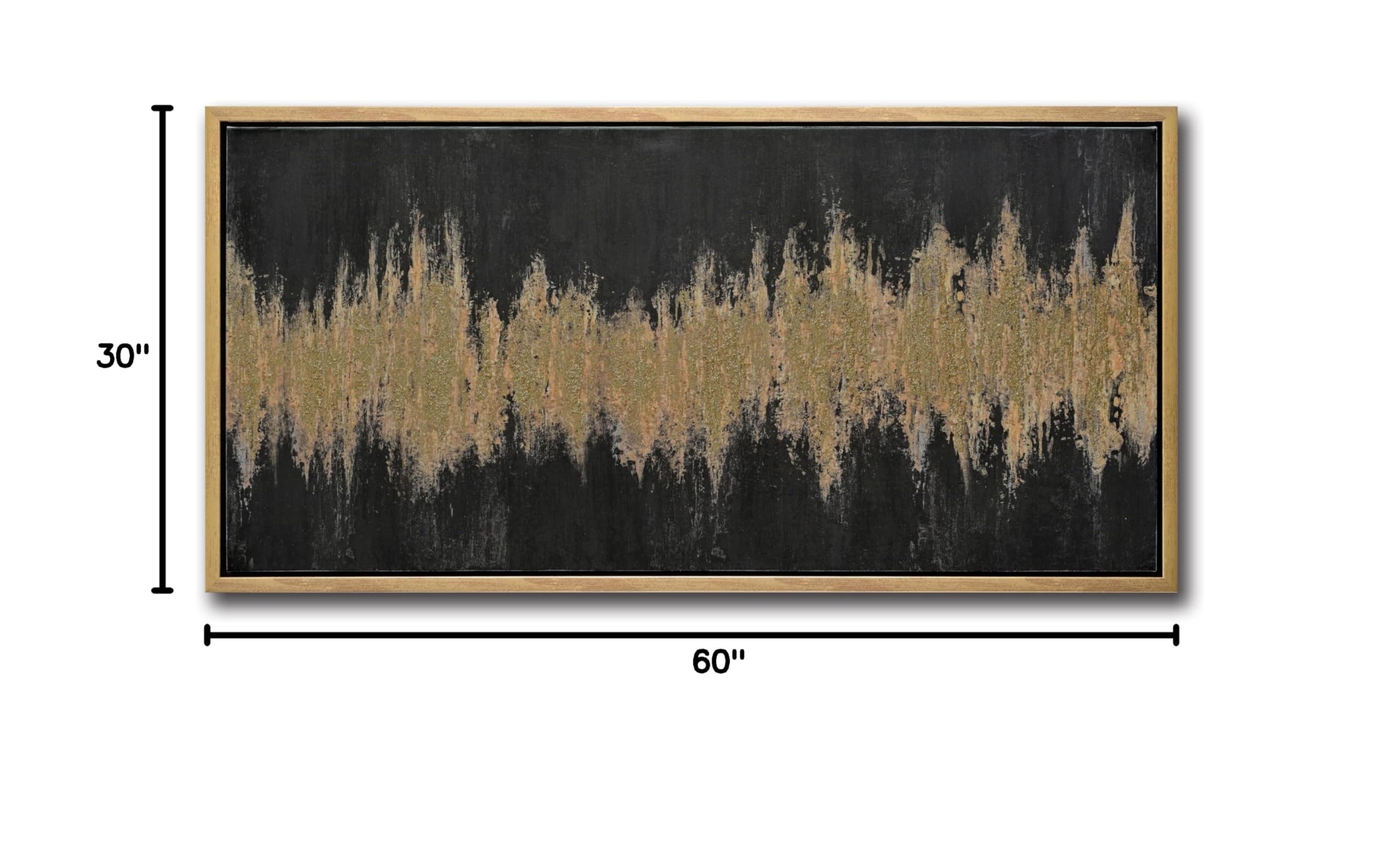 Abstract Black and Gold Modern Framed Wall Art - Large 30x60 Inch Textured Painting for Living Room & Bedroom Decor | Perfect for Contemporary Home & Office Spaces