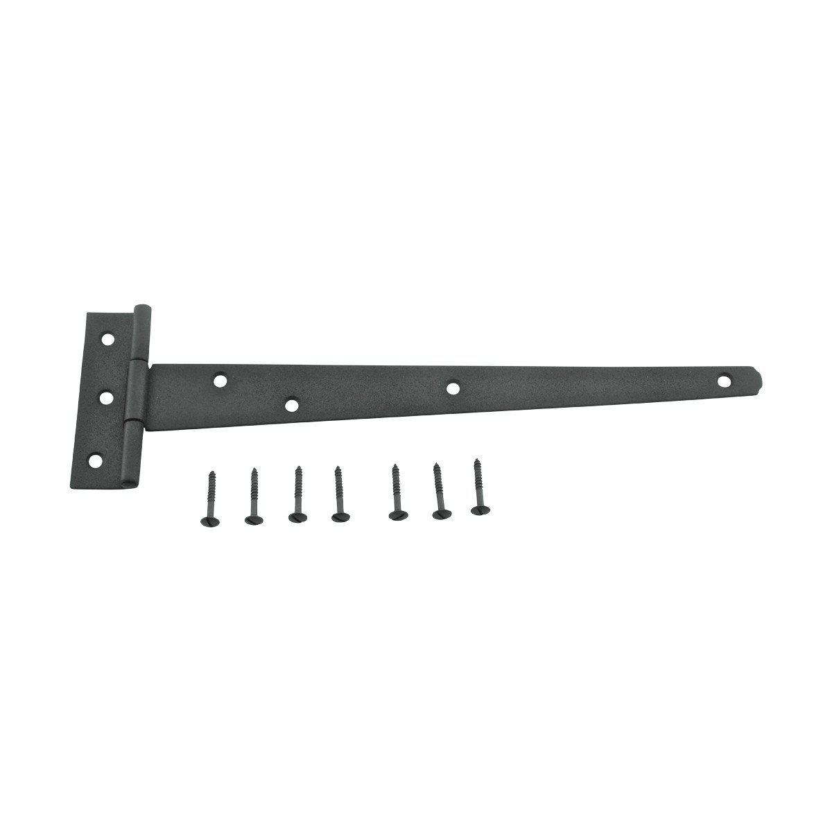 Black T Strap Shed Door Hinge 11 Inch - Rustic Flush Mount Cast Iron Barn Door Hinge with Hardware (Pack of 10) - Perfect for Barn Doors, Sheds, Garage Doors & Outdoor Structures