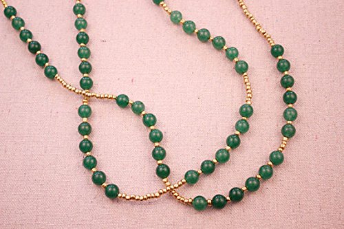Green Aventurine Gold Wrap Necklace – Long Beaded Gemstone Layered Statement Necklace with Gold Seed Beads 3-8mm | Boho Jewelry for Women, Spiritual Healing Crystal, Yoga & Meditation Accessory