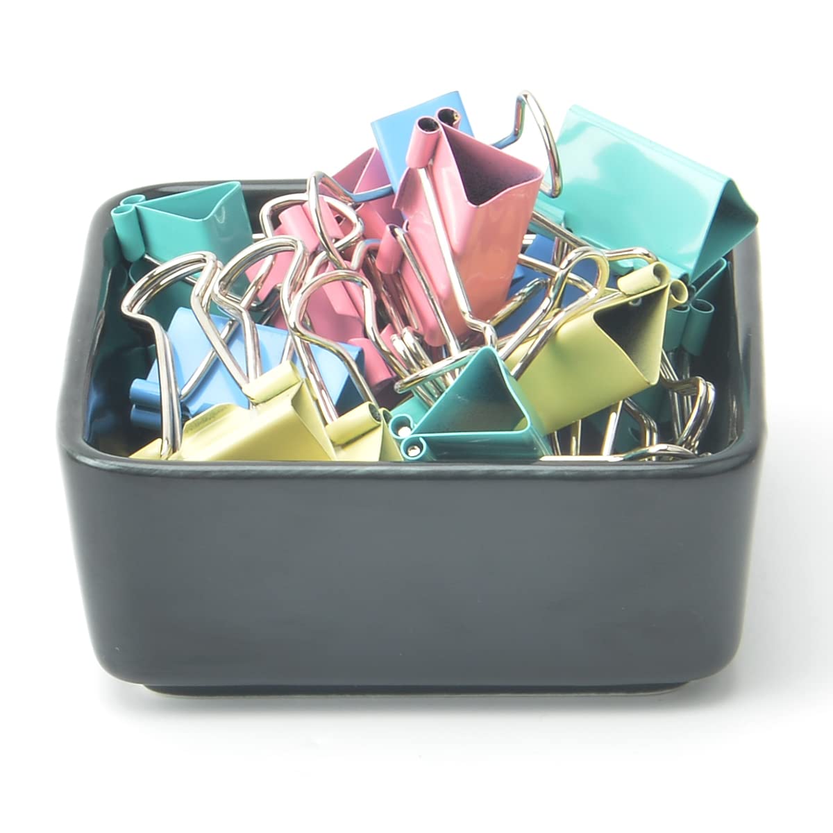 2-Pack Ceramic Square Paper Clip Holder & Organizer - Cute Desk Accessory for Office Supplies, Binder Clips, Bobby Pins & Hair Clips (Pink) - Perfect Gift for Office Organization & Workspace Decor