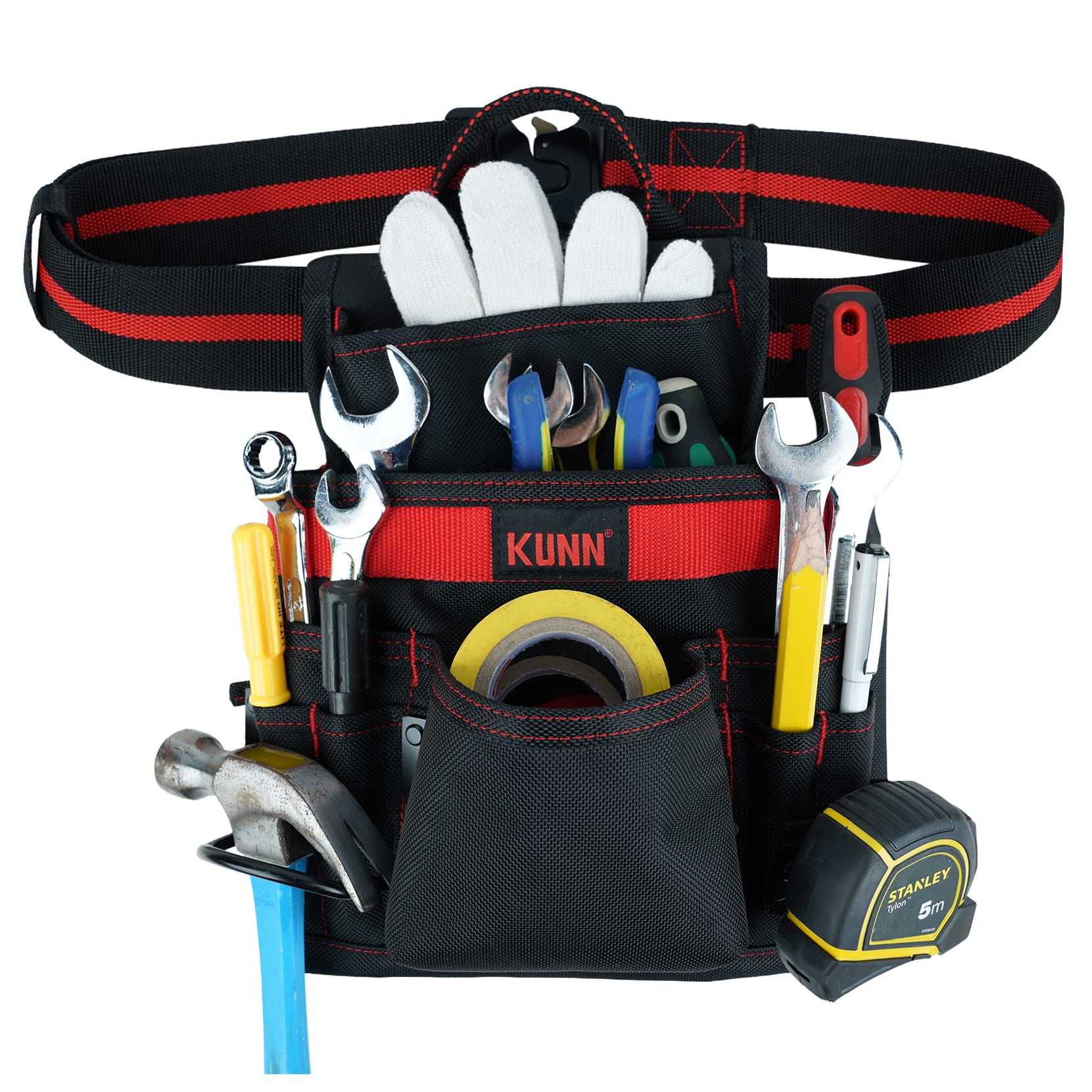 Durable 10-Pocket Carpenter Pouch Tool Belt with Hammer Loop & Quick Release Buckle - Heavy Duty Work Belt for Construction, Woodworking & DIY Projects
