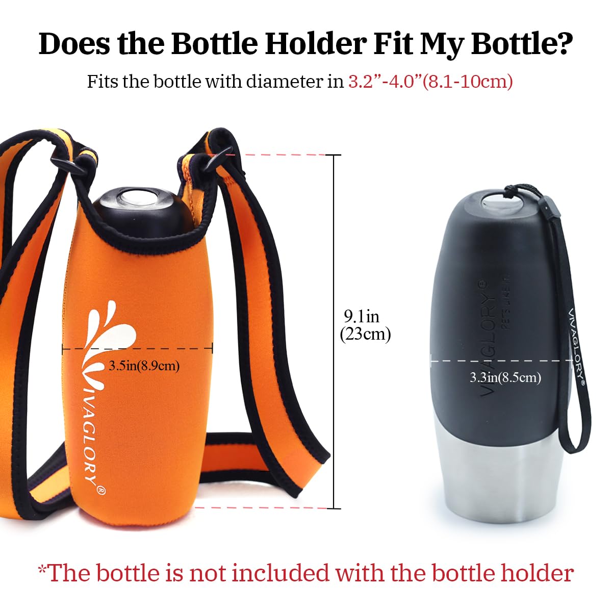 VIVAGLORY Insulated Neoprene Water Bottle Holder - Adjustable Strap for Sports & Outdoor