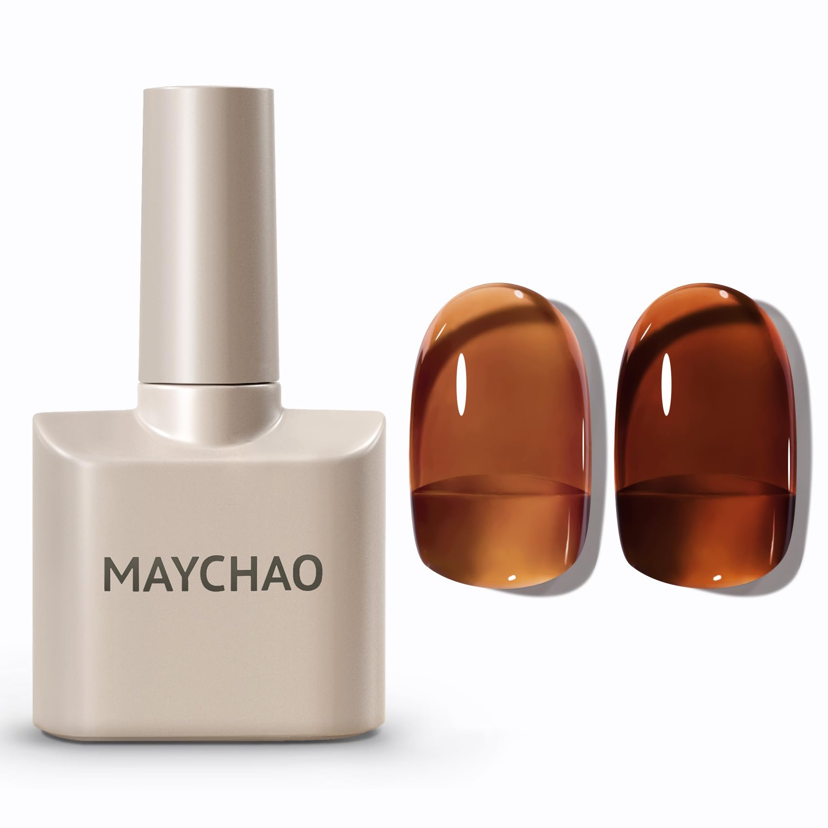 MAYCHAO 15ML Jelly Sheer Tortoise Shell Gel Nail Polish - Transparent Hot Cocoa Amber UV LED Soak Off Gel Polish for DIY Manicure at Home & Salon (0.5 OZ) | Perfect for Nail Art, French Tips & Everyday Wear