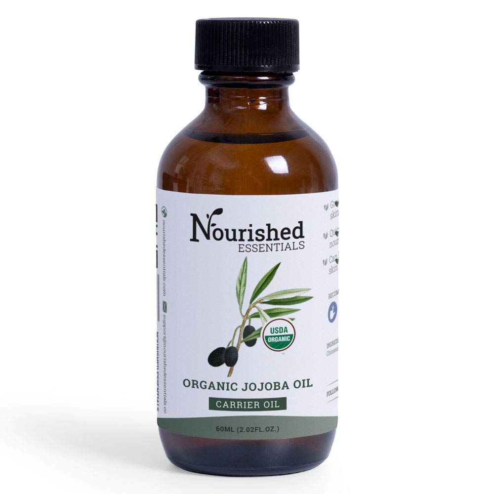 Organic Jojoba Oil - 60ml (2 fl.oz) by Nourished Essentials | 100% Pure Natural Hydrating Carrier Oil for Skin, Hair & Nail Care | Perfect for DIY Essential Oil Blends, Massage & Aromatherapy | Cruelty-Free & Vegan