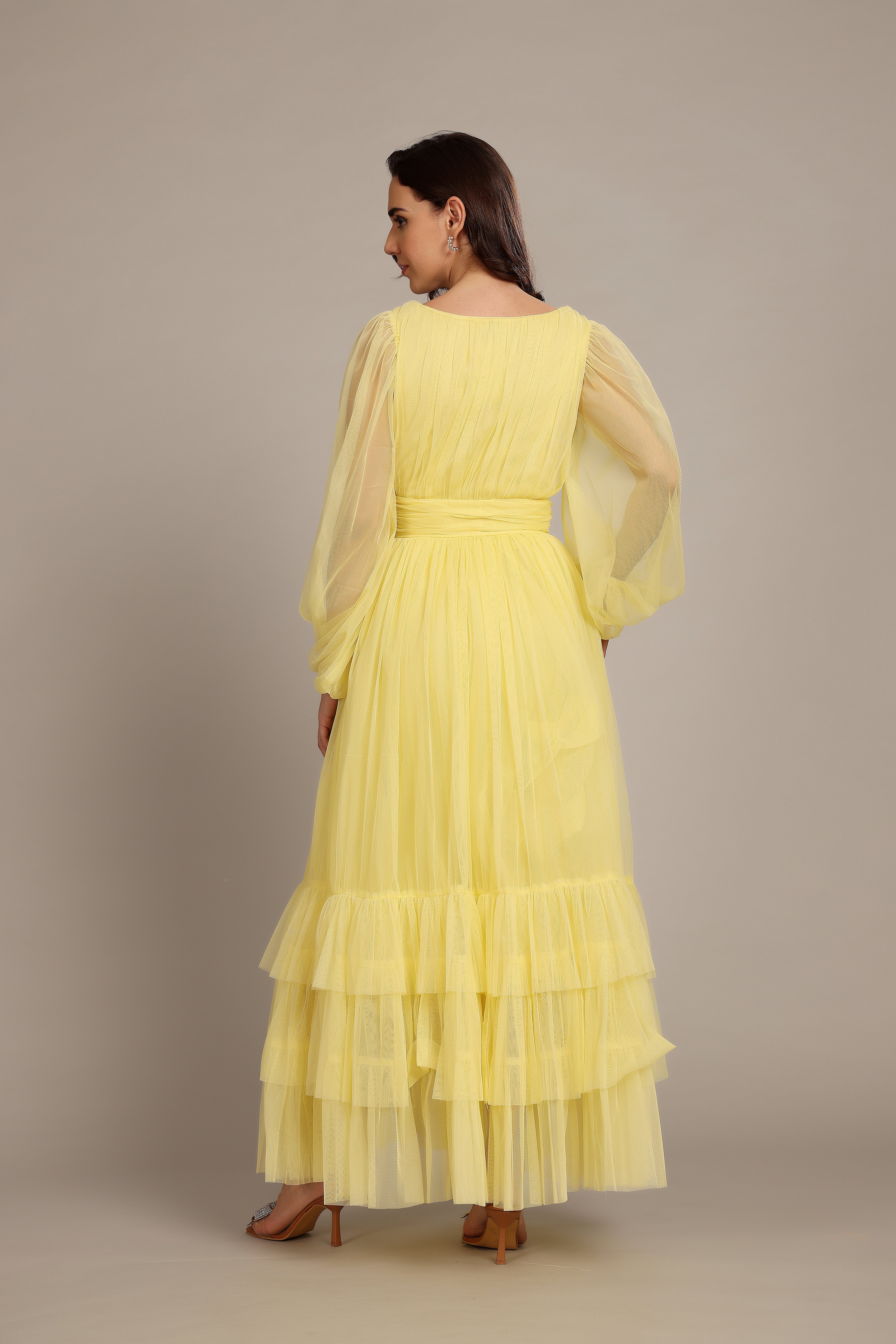 Buttercup Yellow Madison Long Sleeve Maxi Dress for Women - Elegant Flowy Formal & Casual Wear for Weddings, Parties & Everyday Outfits