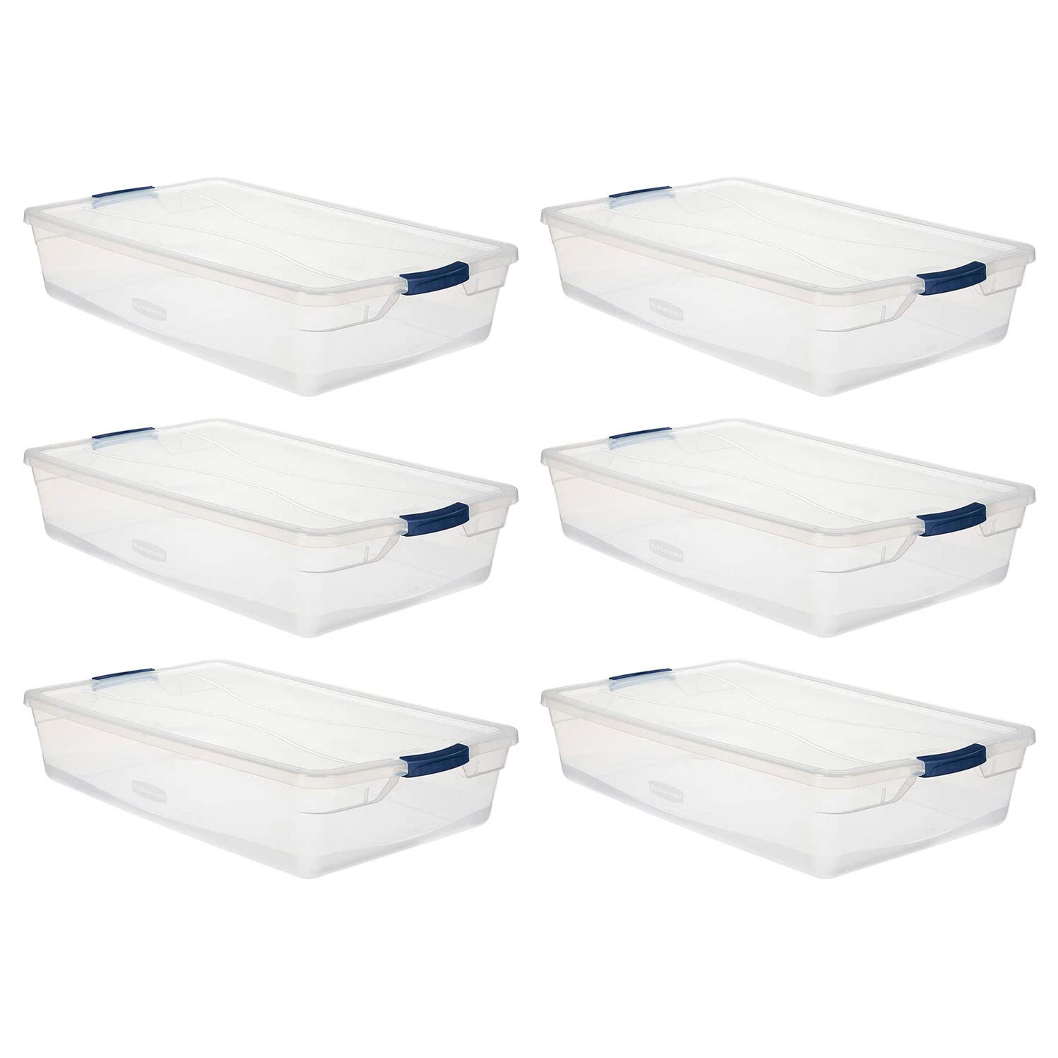 Rubbermaid Cleverstore Clear 41 QT (6-Pack) Stackable Plastic Storage Containers with Durable Latching Lids - Perfect for Pantry Organization, Kitchen Storage & Home Clutter Control