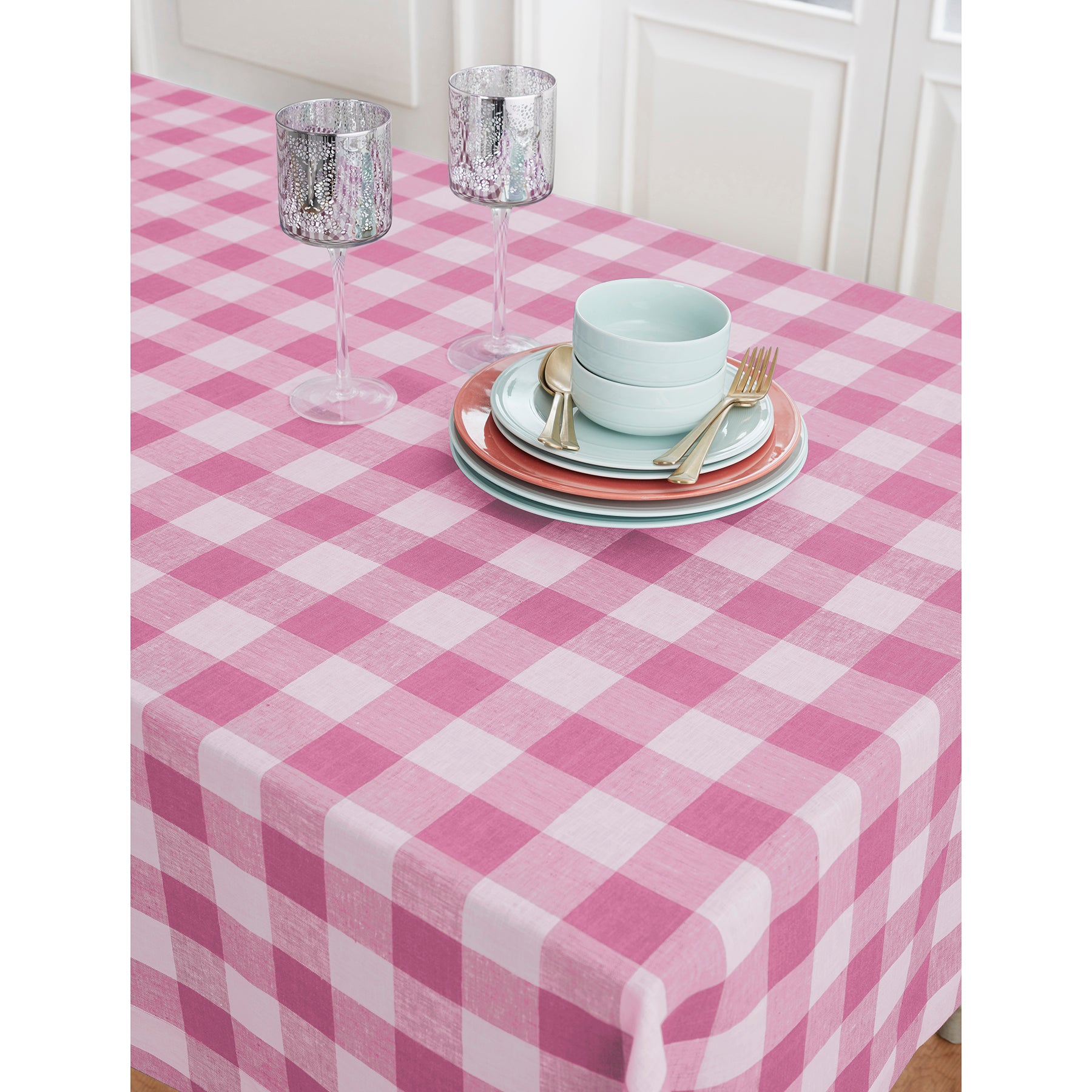 Buffalo Check Tablecloth - Red and Black Plaid Cotton Fabric for Dining Table - Perfect for Thanksgiving, Christmas, and Holiday Decorations