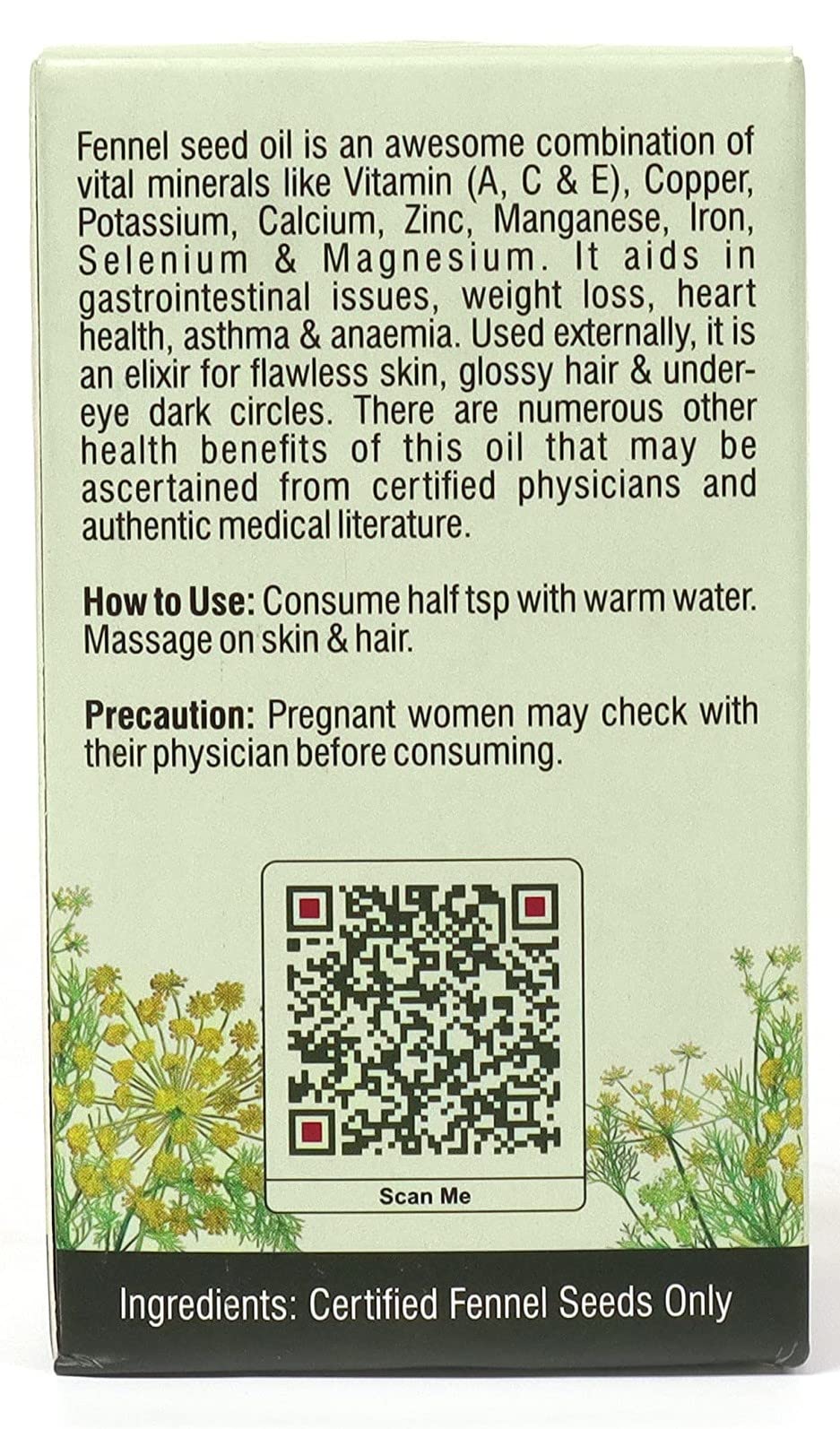 BEEJMANTRA® Organic Fennel Seed Oil - 100% Pure Natural Essential Oil for Aromatherapy, Massage & Hair Care - 30ml Glass Bottle with Dropper - Perfect for Diffusers, DIY Skincare & Relaxation