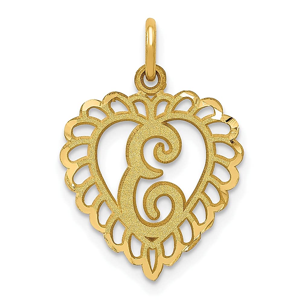 14K Yellow Gold Heart Letter E Charm Necklace for Women - Personalized Initial Pendant Fine Jewelry Gift for Her - Birthday, Anniversary, Valentine's Day Present