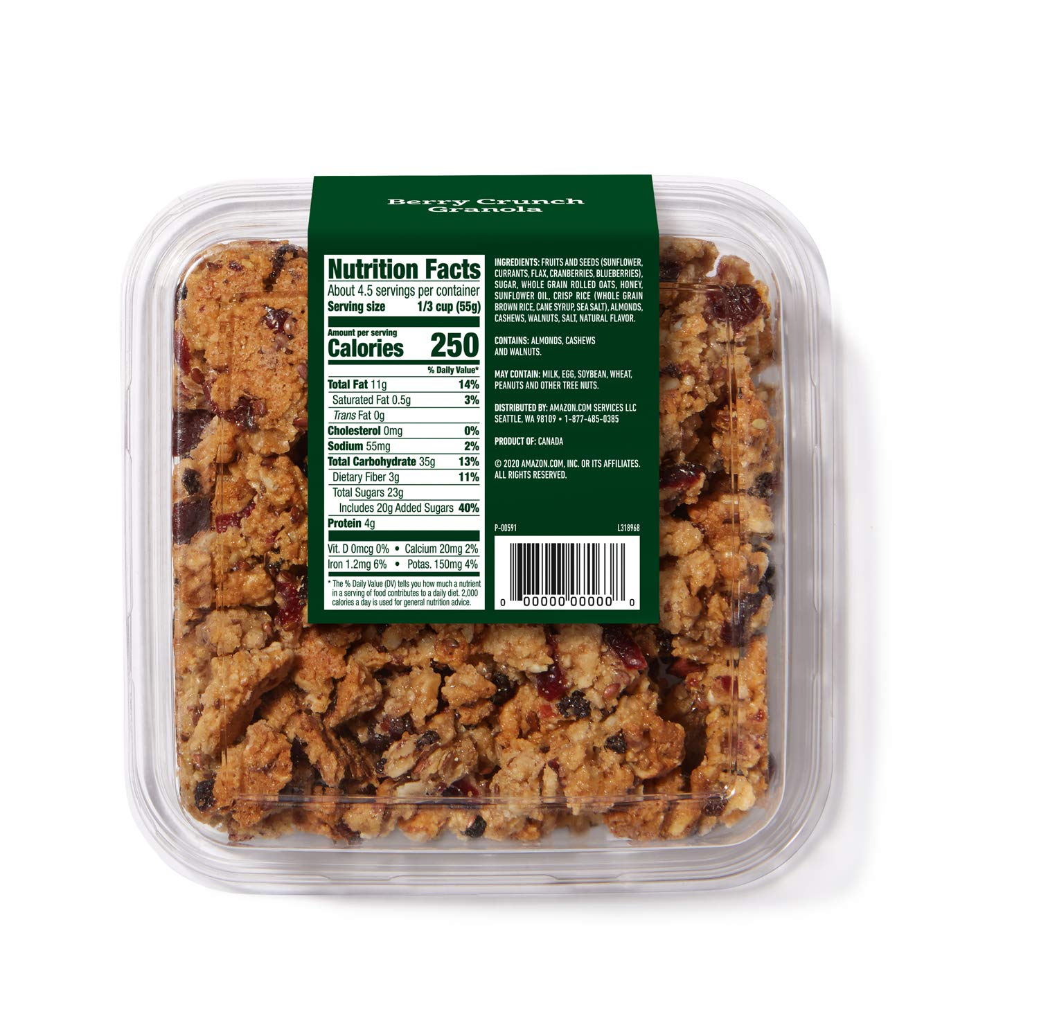 Amazon Fresh Berry Crunch Granola - 9.2 Oz, Healthy Breakfast Cereal & Snack for Kids & Adults - Perfect for Yogurt Topping, Smoothie Bowls & On-the-Go Energy Boost
