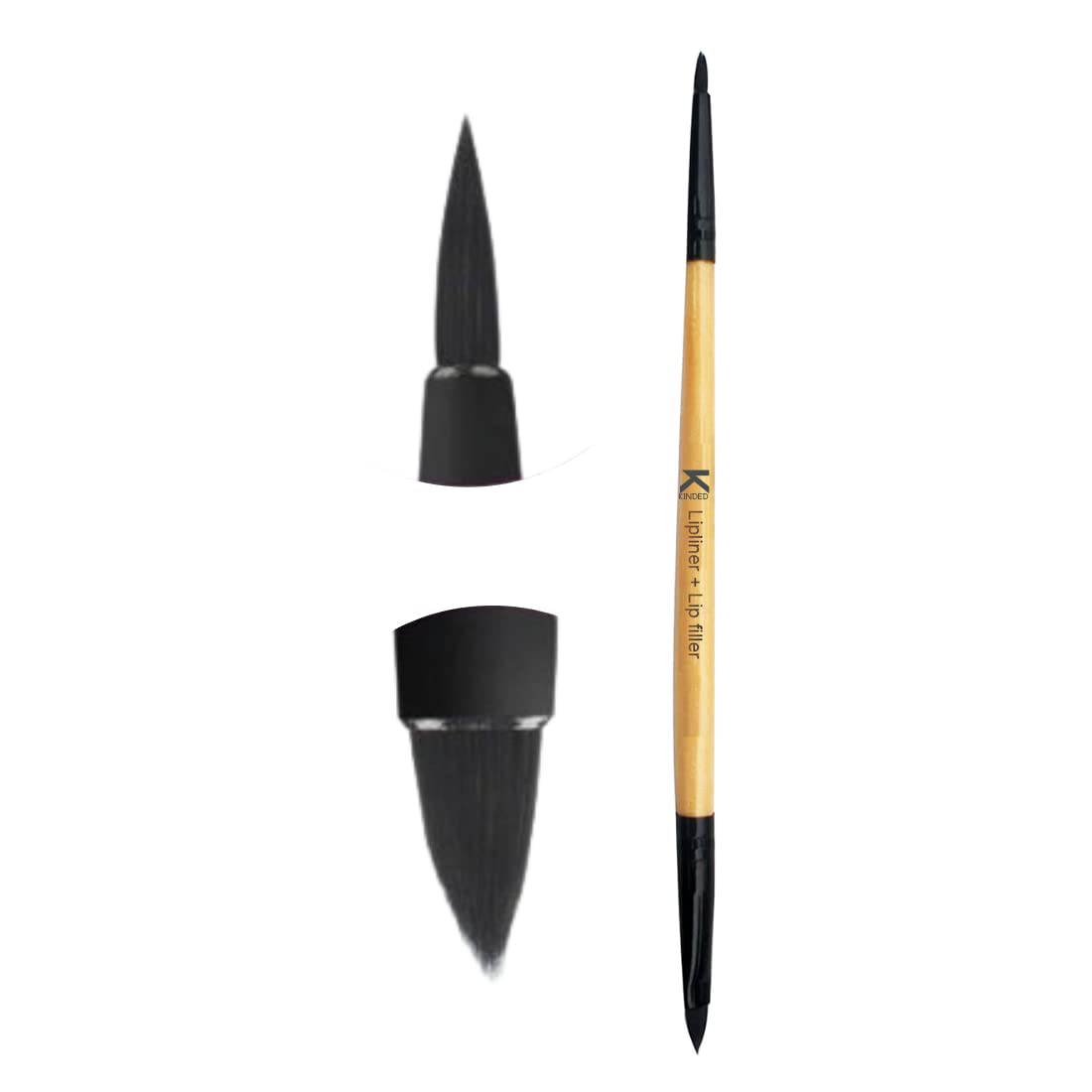 KINDED 2-in-1 Double Sided Lip Liner & Lip Filler Brush - Professional Makeup Brush with Smooth Synthetic Bristles, Anti-Rust Aluminum Ferrule & Wooden Handle | Perfect for Lipstick, Lip Gloss & Precise Lip Contouring
