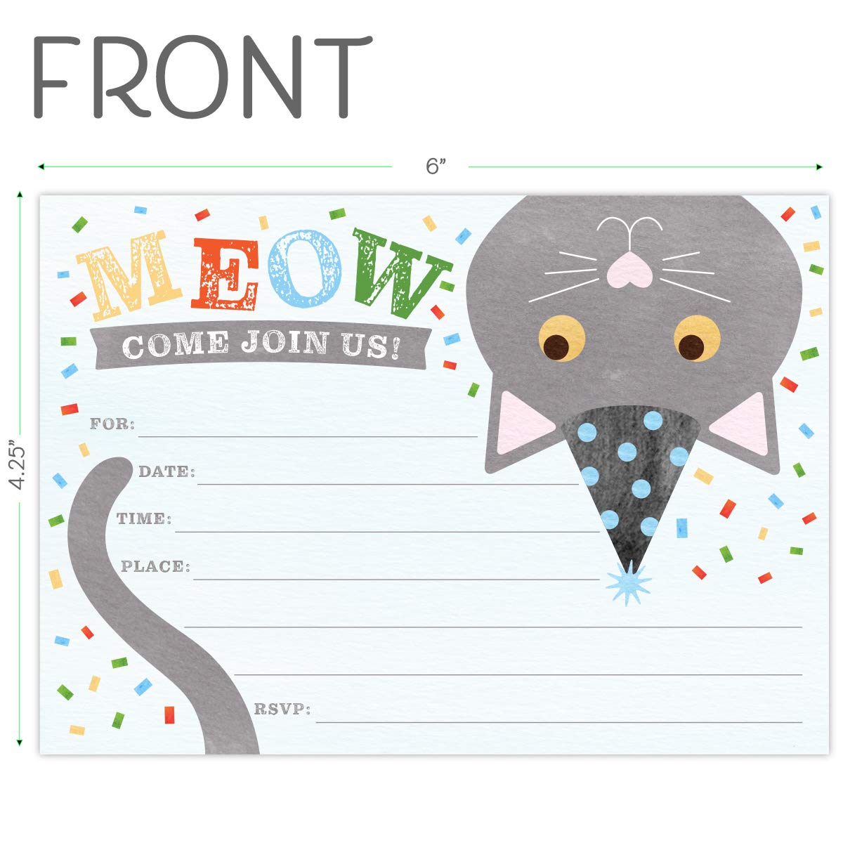 Premium Cat Birthday Invitations - 25 Fill-in Cards & Envelopes | Heavy Cardstock Pet Party Invites | Perfect for Kitten Birthday, Adoption Celebrations & Cat Lover Events