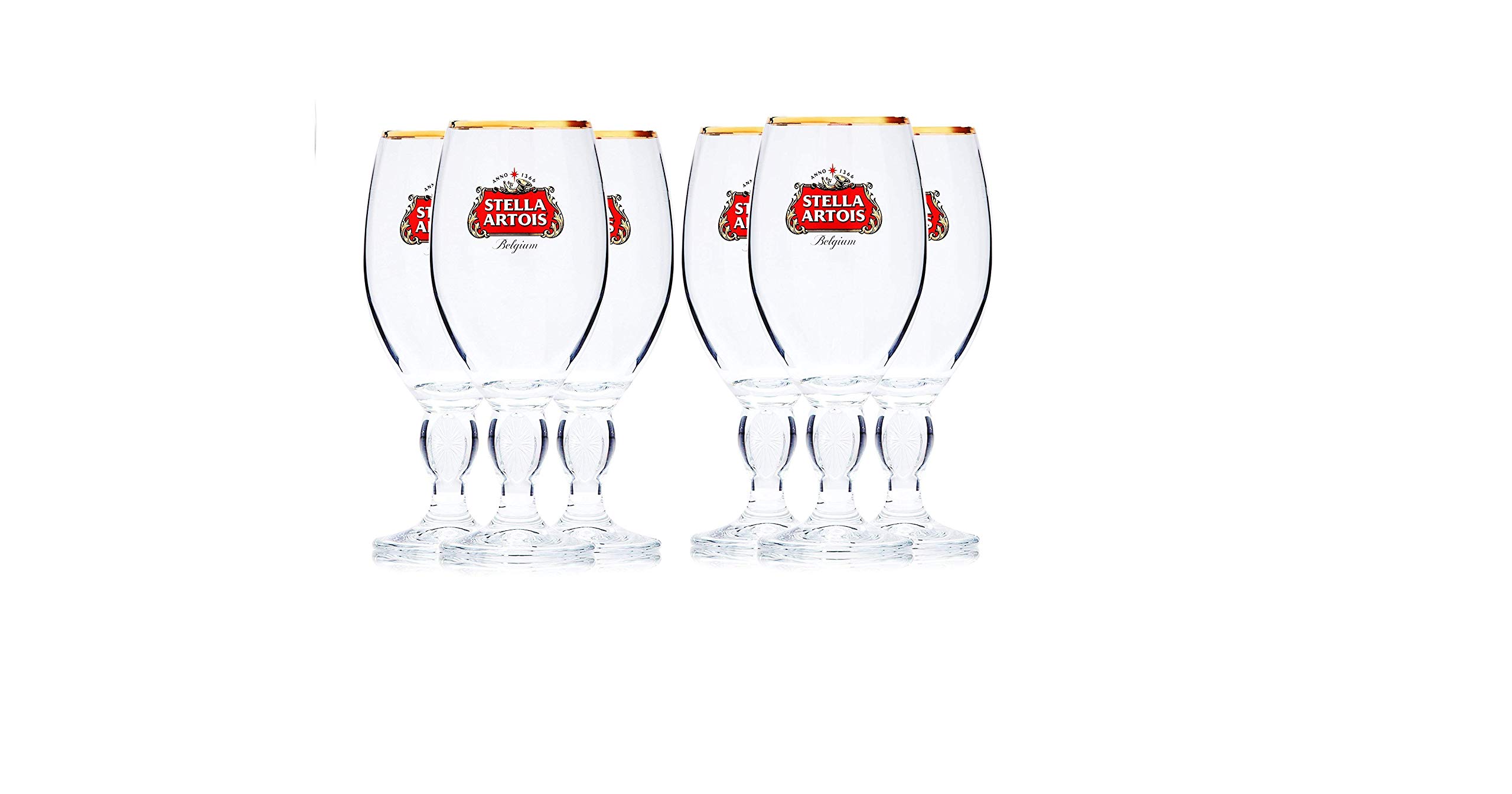 Premium Stella Artois 50cl Beer Glasses Set of 6 - Classic Chalice Style for Lager, Craft Beer & Home Brewing - Perfect for Parties, Bars & Gift Giving