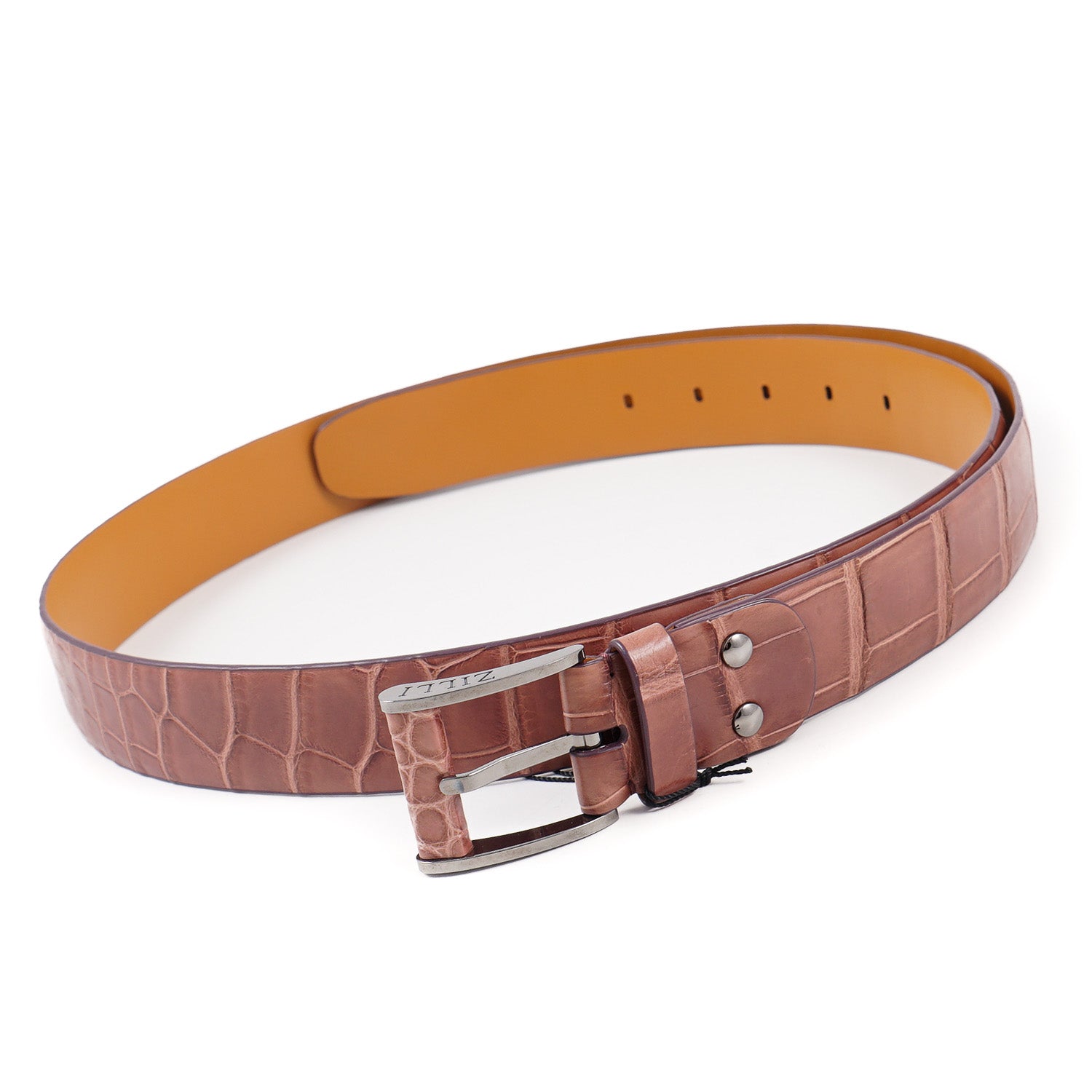 Luxury Zilli Genuine Crocodile Leather Belt for Men - Burgundy Elegant Dress Belt - Perfect for Business Attire, Formal Events & Wedding Accessories