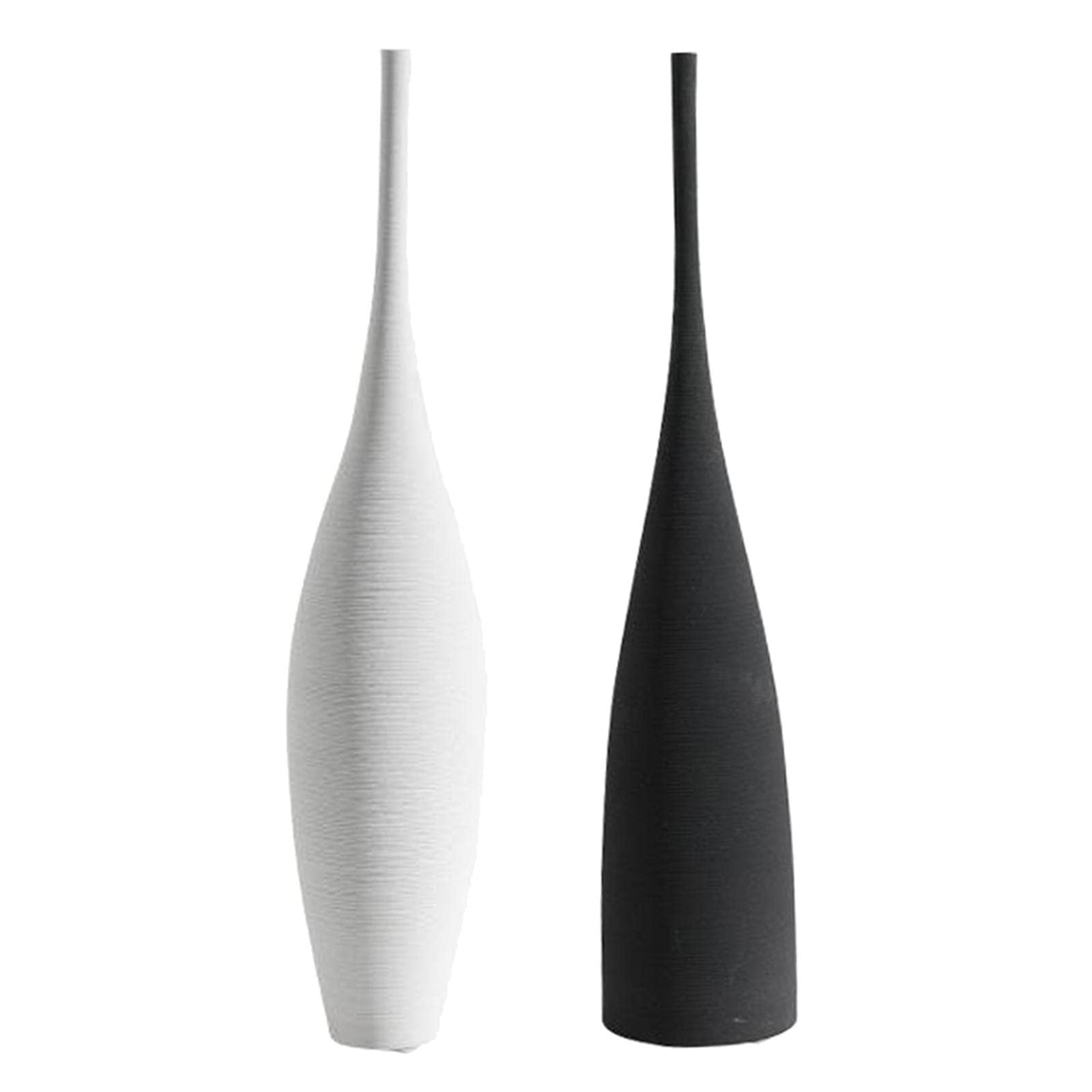 FAKEME 2 Pack Elegant Long Neck Porcelain Flower Vases - Zen Home Decor Floral Arrangement Bud Vases for Tabletop, Desktop, Wedding Centerpiece, Dining Table and Living Room Decor