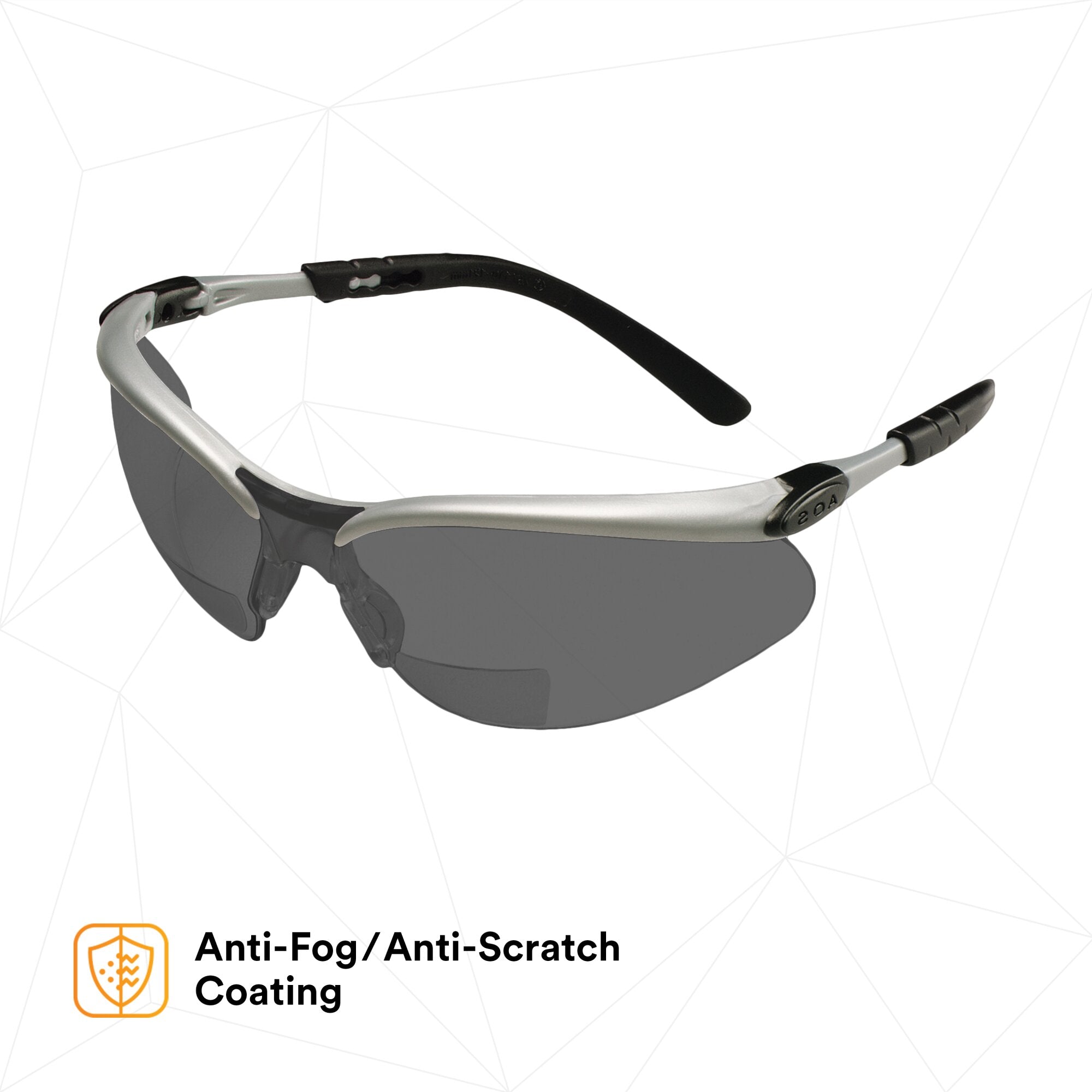 3M BX Reader Protective Eyewear 11379-00000-20 - Grey Lens & Silver Frame Safety Glasses for Reading, Computer Work & DIY Projects