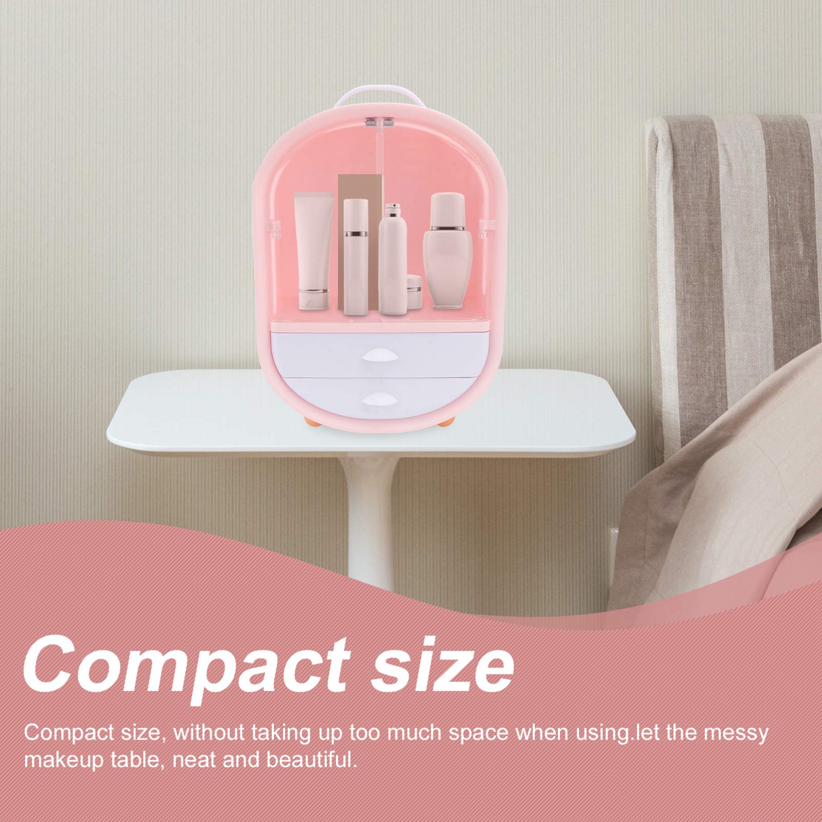 HEALLILY 1pc Cosmetic Storage Box with Double Doors - Makeup Organizer Shelf & Drawer for Cosmetics, Beauty Products, and Sundries - Perfect for Vanity, Bathroom, and Bedroom Organization