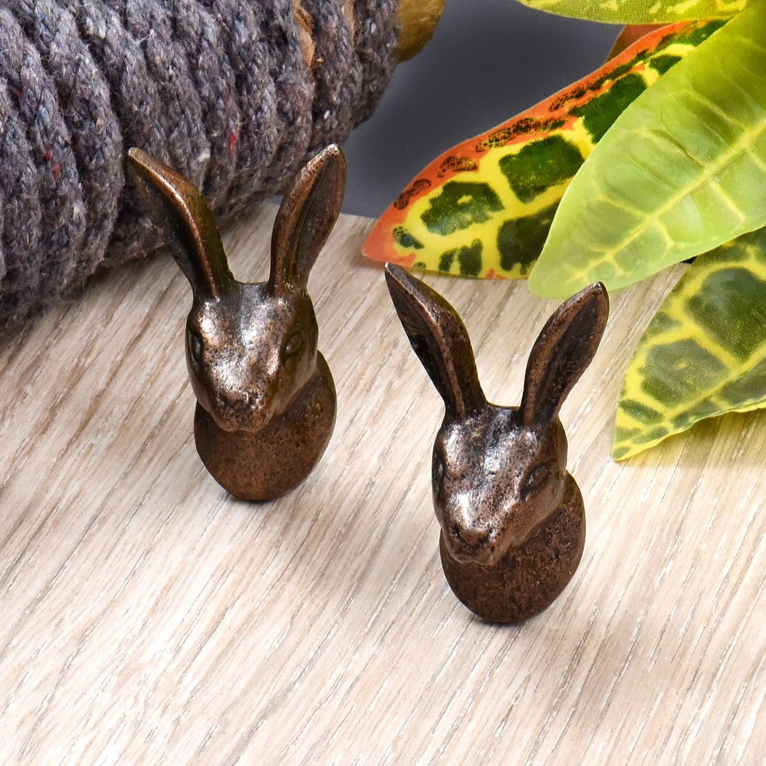 Vintage Rabbit Cabinet Knobs - Pack of 2 Antique Iron Drawer Handles for Kids Dresser & Nursery Furniture | Cute Animal-Themed Decor for Baby Room & Children's Furniture