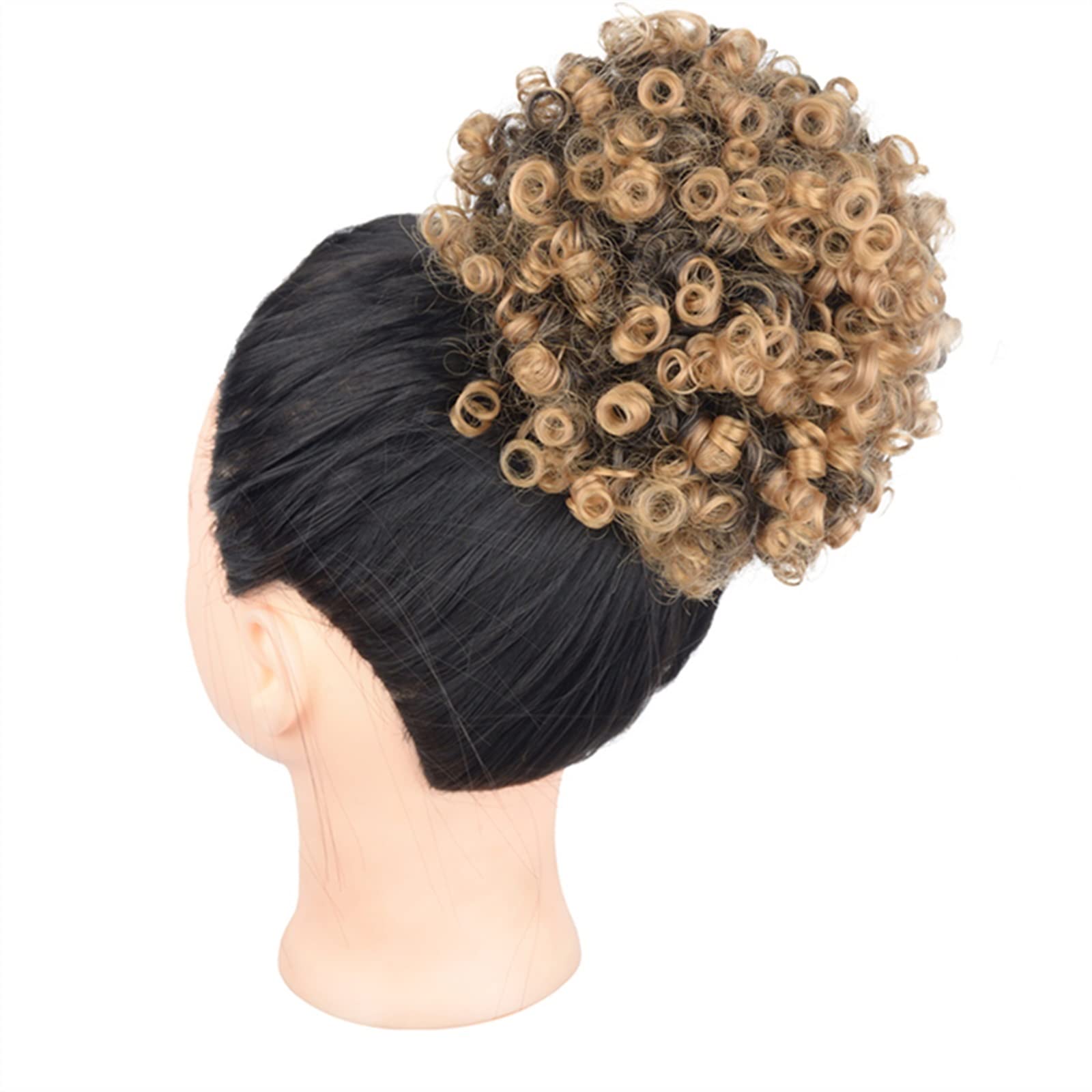 Women's Synthetic Hair Bun - Afro Curly Shaggy Ponytail Extensions with Drawstring | Black Women's Hair Pieces | Perfect for Parties, Weddings & Daily Styling (Color: 08)