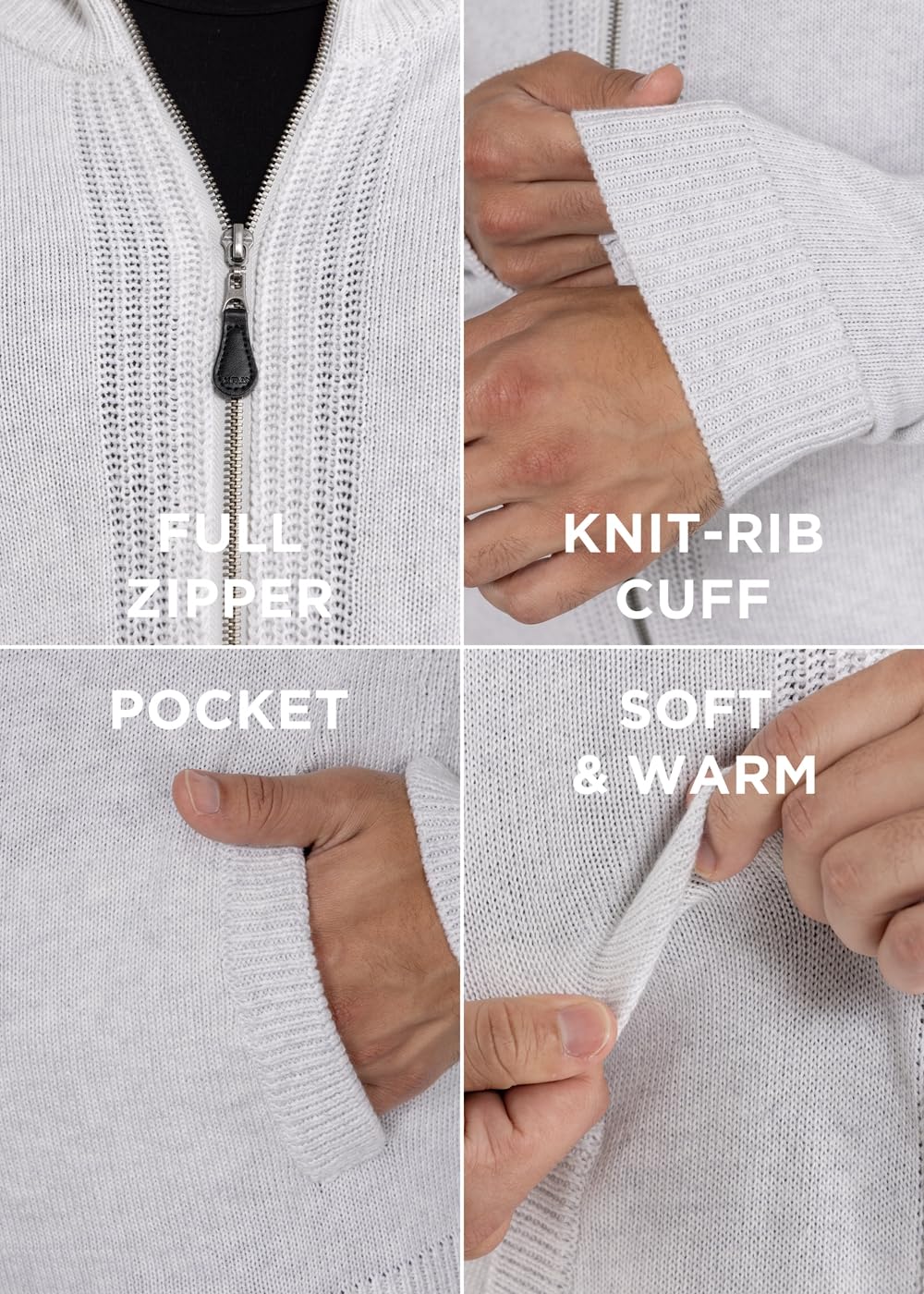 X RAY Men's Slim Fit Zip Up Cardigan Sweater - Lightweight Knit Jacket for Spring & Fall (Big & Tall Sizes) | Casual Office Wear & Layering Essential