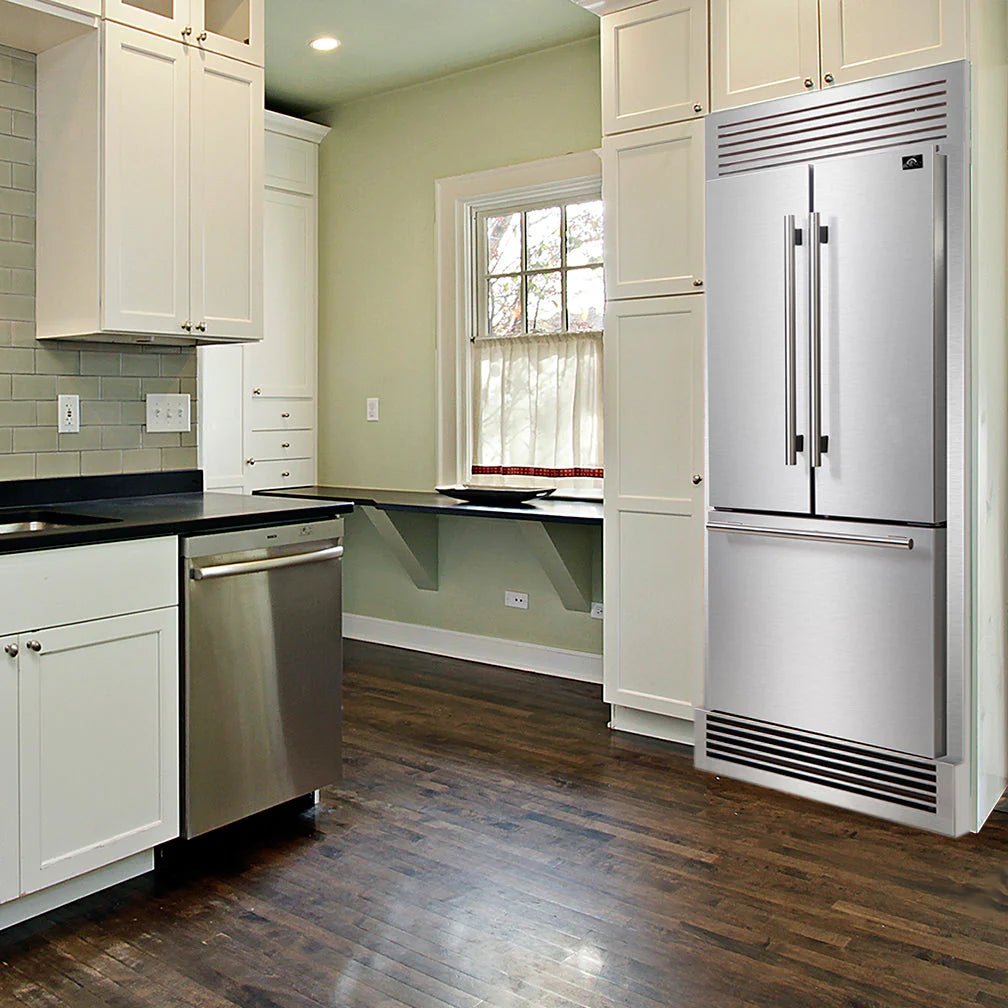 Forno Gallipoli 31 Inch French Door Refrigerator with Built-In Ice Maker - Energy Efficient Stainless Steel Fridge for Modern Kitchen (Model FFFFD1974 35SG) | Perfect for Family Homes, Entertaining & Large Grocery Storage