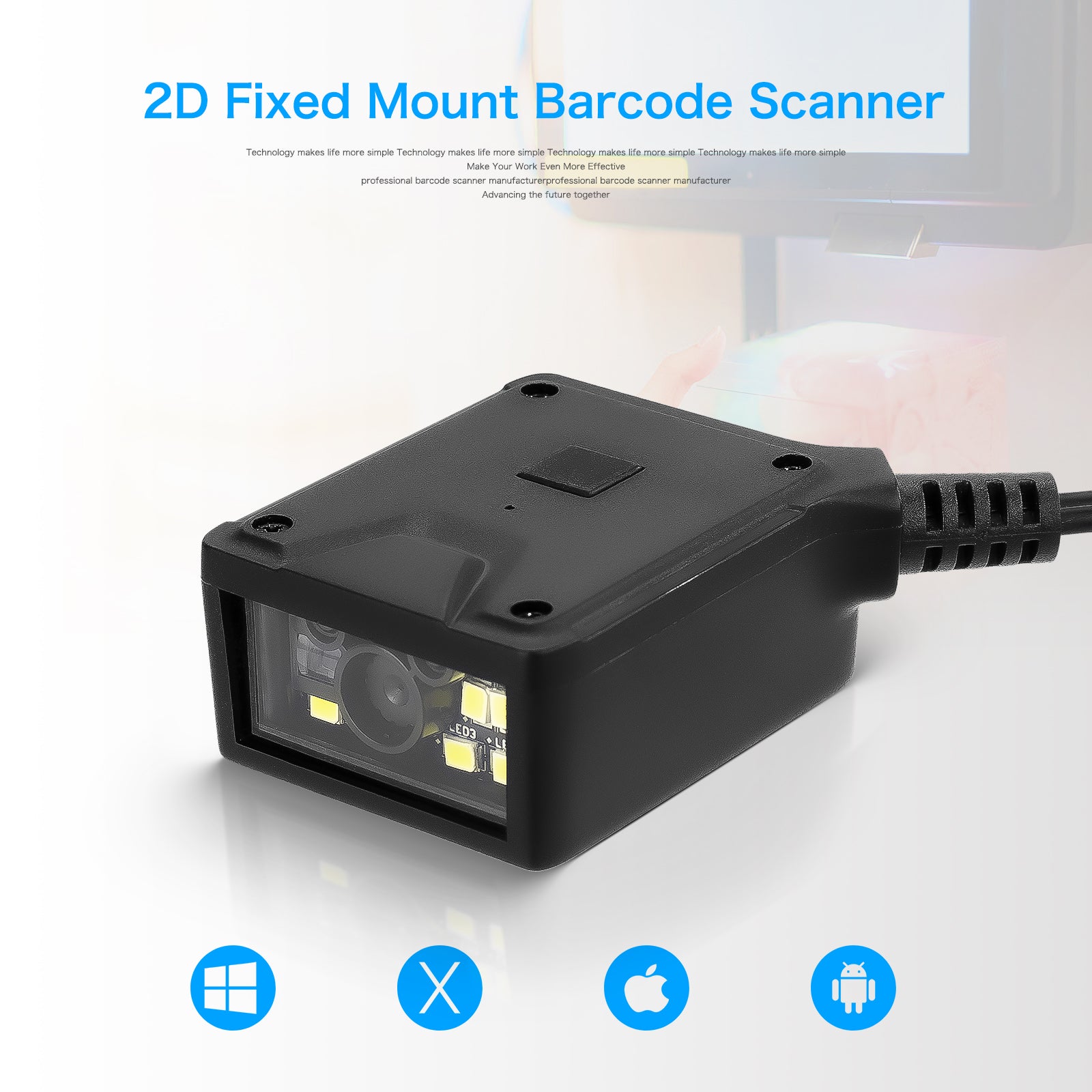 NT 91 Fixed Mount Barcode Scanner - High-Speed USB Barcode Reader for Retail, Warehouse & POS Systems | Durable Industrial Scanning Solution for Inventory Management & Checkout Counters