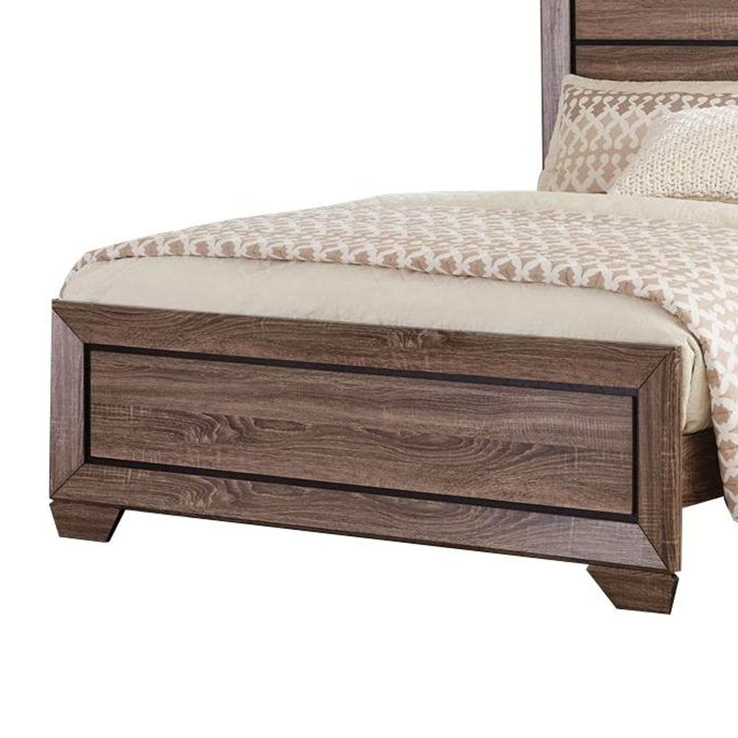 Benjara Transitional Style Queen Size Bed Frame with Natural Wood Grain Details in Brown - Perfect for Master Bedrooms, Guest Rooms & Modern Farmhouse Decor