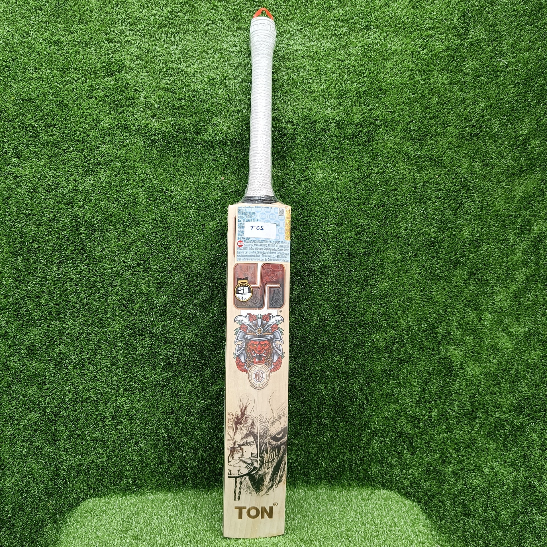 Premium SS Devils Red English Willow Cricket Bat - Handcrafted for Power & Performance - Perfect for Matches, Practice & Professional Play