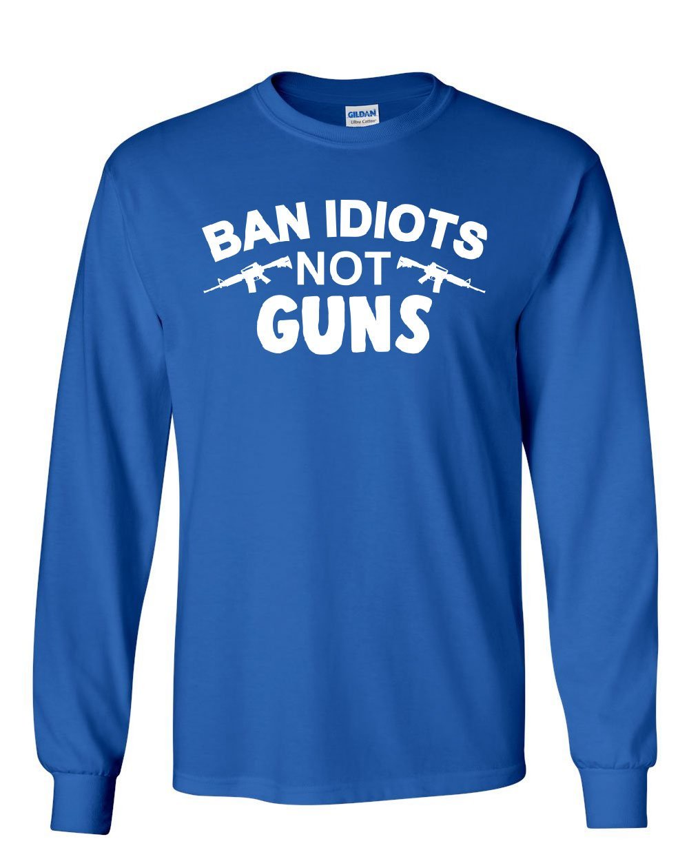 Pro 2nd Amendment Patriotic Long Sleeve T-Shirt - Ban Idiots Not Guns Tee for Gun Rights Supporters | Perfect for Political Rallies & Freedom Protests