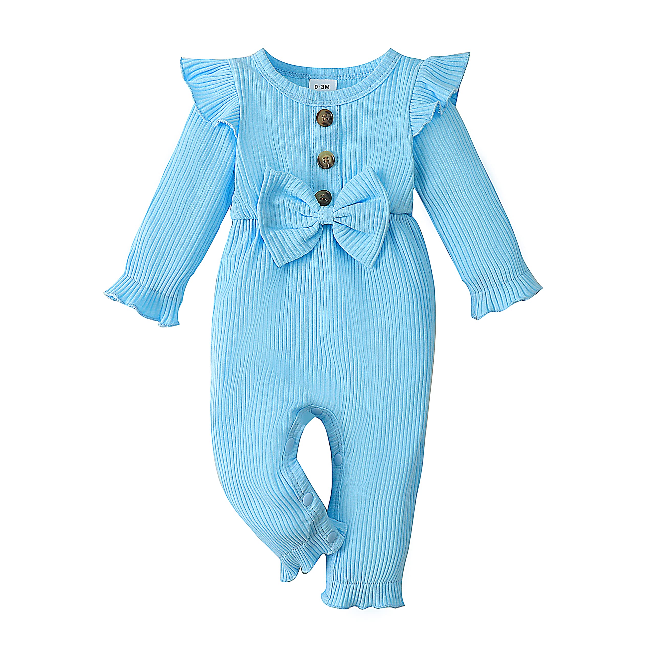 Hearyoo Newborn Baby Girl Clothes - Ruffle Sleeve Romper & Solid Ribbed Bodysuit Jumpsuit | Cute Infant Outfits for Girls | Perfect for Photoshoots, Parties & Daily Wear