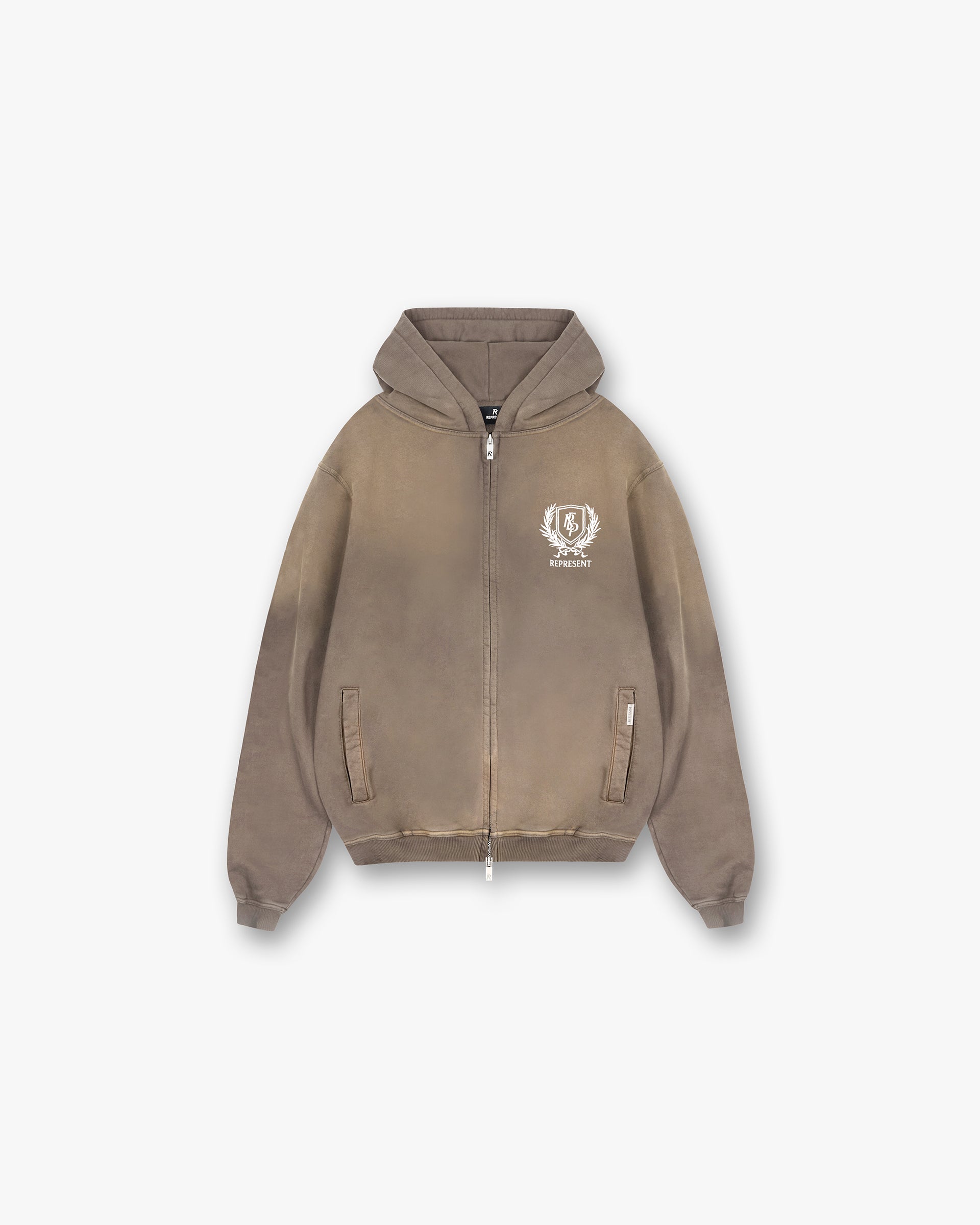 Crest Zip Up Hoodie for Men & Women - Dark Taupe Pullover Jacket | Comfortable Casual Wear for Outdoor Activities & Street Style