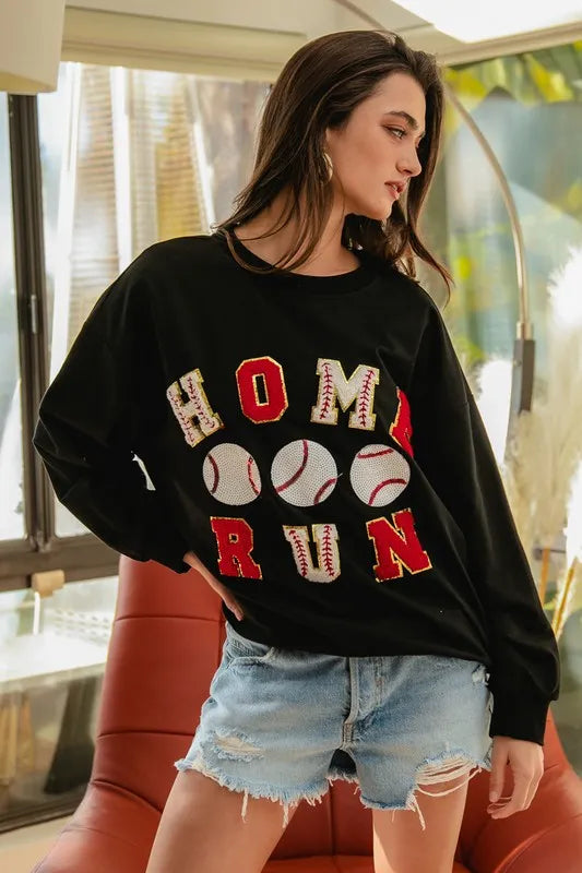 BiBi Baseballs Homerun Patches French Terry Sweatpants - Soft & Comfortable Baseball-Themed Lounge Pants for Men & Women - Perfect for Casual Wear, Sports Events, and Relaxing at Home