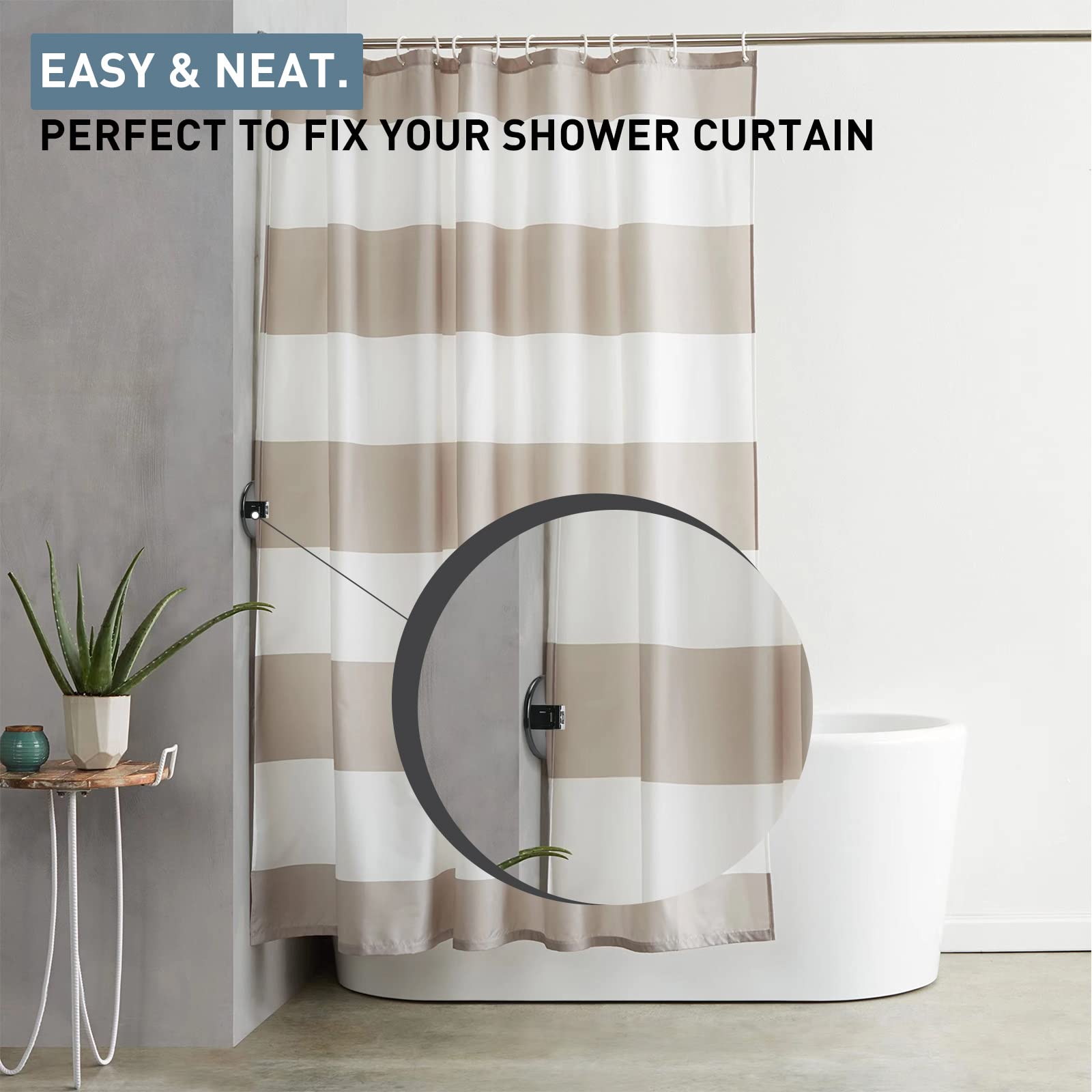 Kitosun Waterproof Shower Curtain Clips - 6PCS Black Bathroom Splash Guards for Holding Shower Liners | Windproof & Privacy Protection | Perfect for Bathroom, RV, and Dorm Use