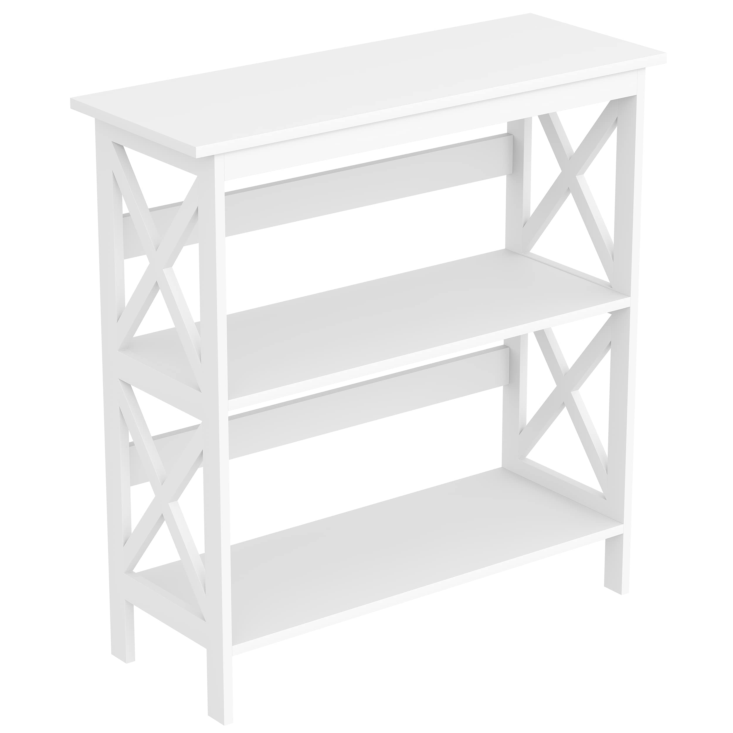White Modern Console Table with 2 Storage Shelves - TV Stand, Entryway Table for Living Room, Bedroom & Office - Multi-Functional Sofa Side Table & Couch Caddy for Home Decor | Perfect for Small Spaces, Apartment Essentials & Housewarming Gifts