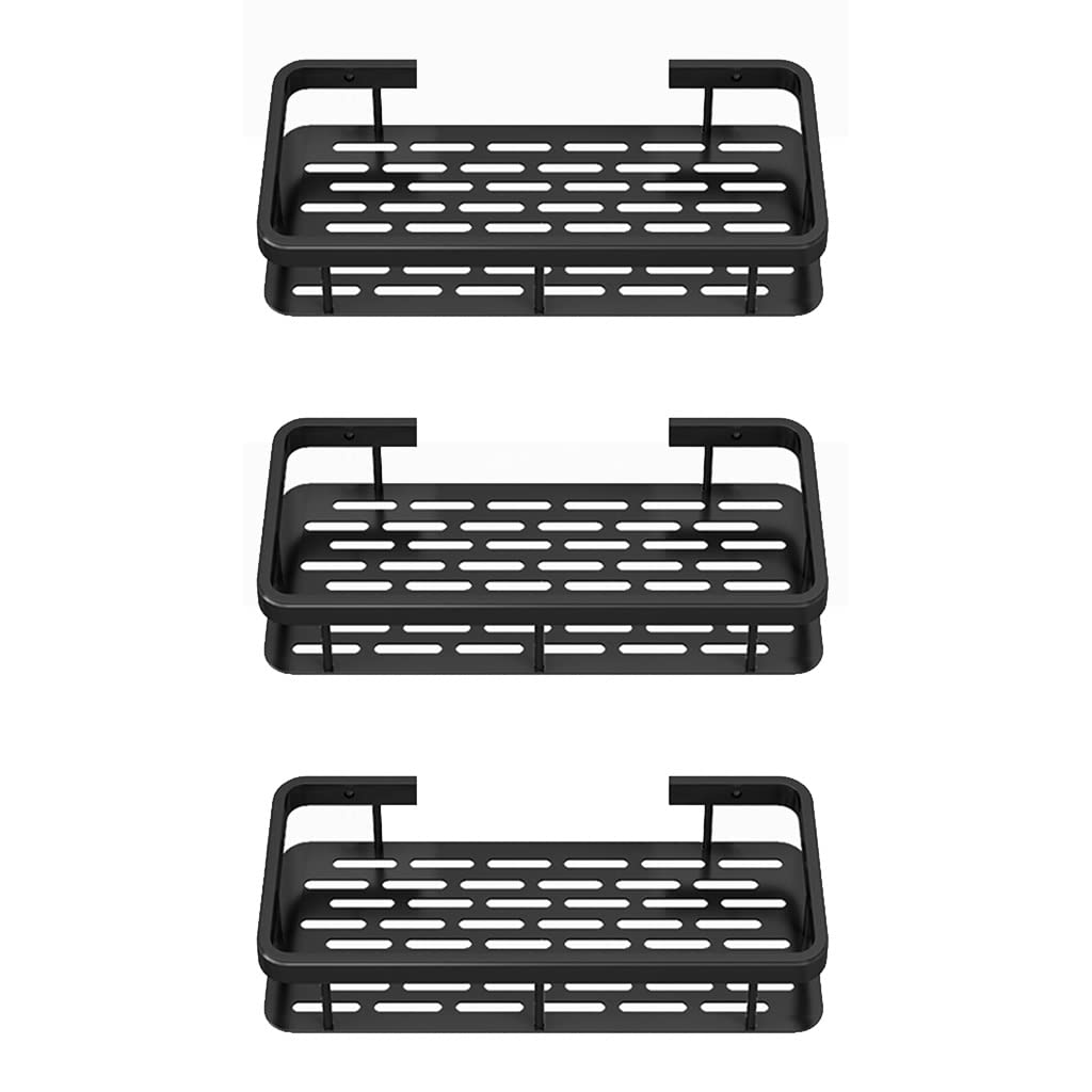 Sturdy Wall-Mounted Bathroom Shelf - 30kg Load Capacity Shower Organizer & Cosmetic Storage Rack for Kitchen & Bathroom (Black, 30cm) - Perfect for Small Space Organization in Showers, Vanities & Compact Kitchens