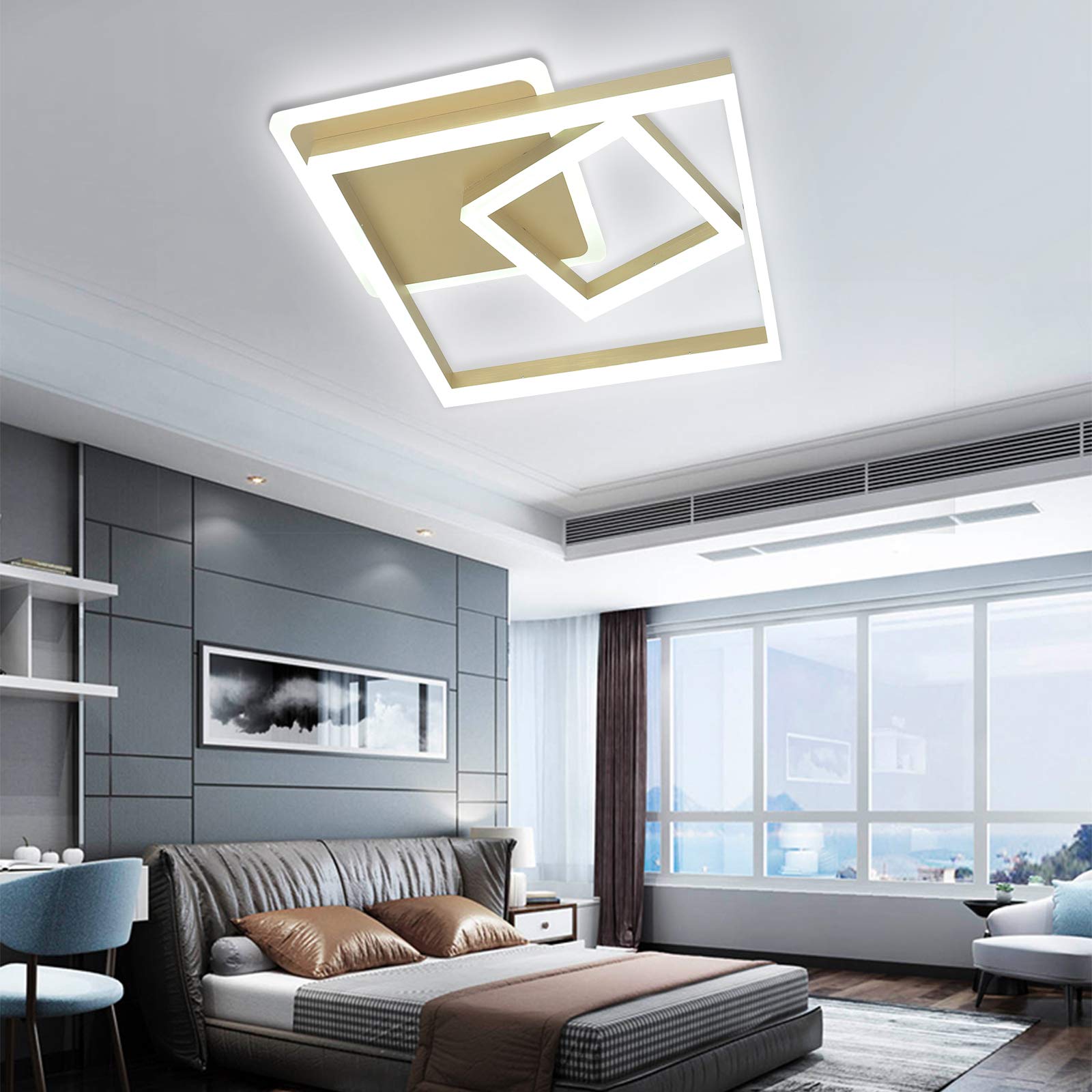 TFCFL Flush Mount Chandelier Ceiling Light - Modern Elegant LED Lighting Fixture with 3 Dimmable Colors & Remote Control - Perfect for Bedroom, Living Room, Kitchen, Bar and Dining Room Lighting Decor