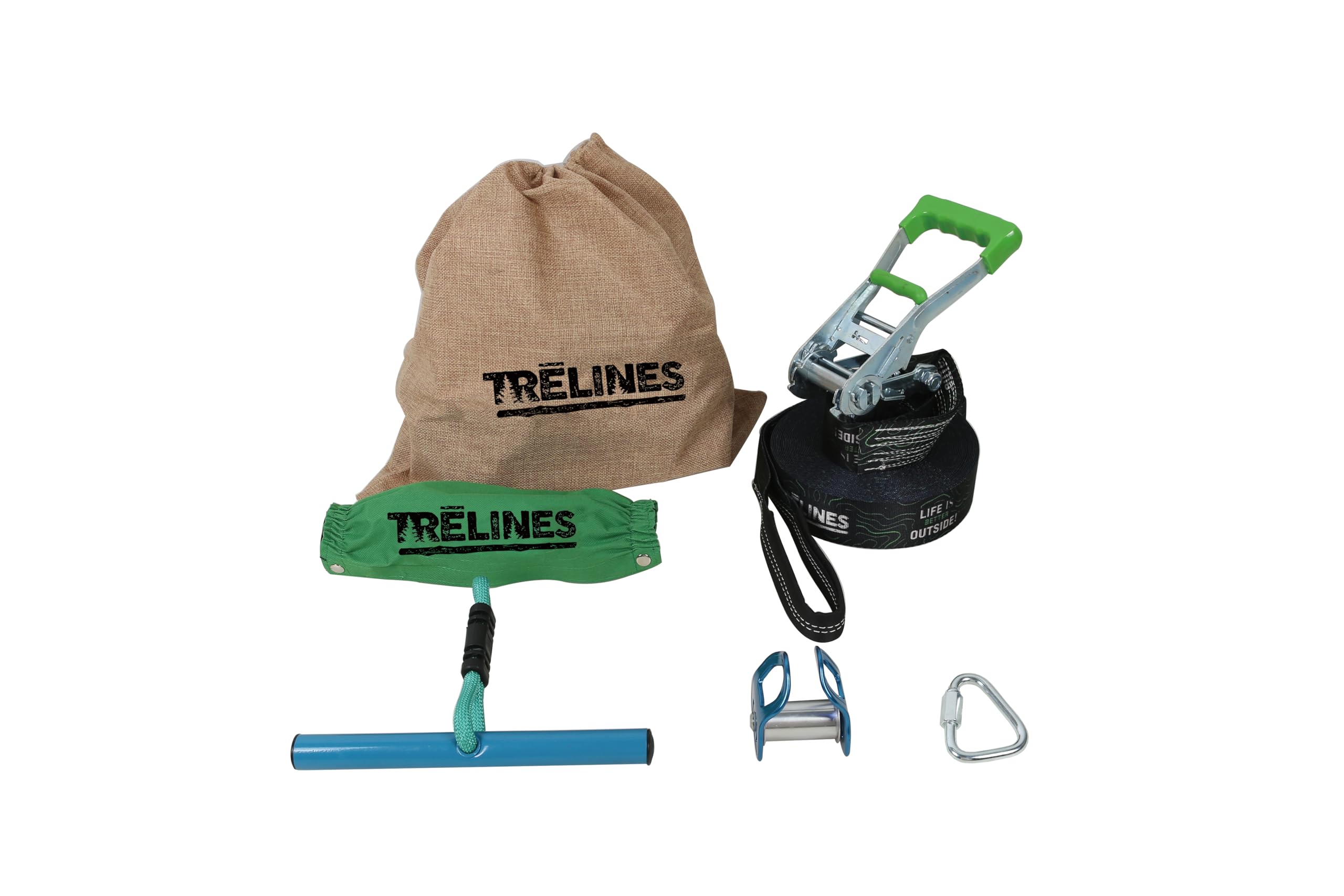 Trelines Ninja Rollerline for Kids - Backyard Warrior Course with Simple T-Bar Ride - Easy to Hold & Ride for Boys & Girls Ages 5+ - Outdoor Play Equipment for Backyard Fun - Supports Up to 250lbs - Perfect for Backyard Obstacle Courses, Ninja Training, and Outdoor Family Activities