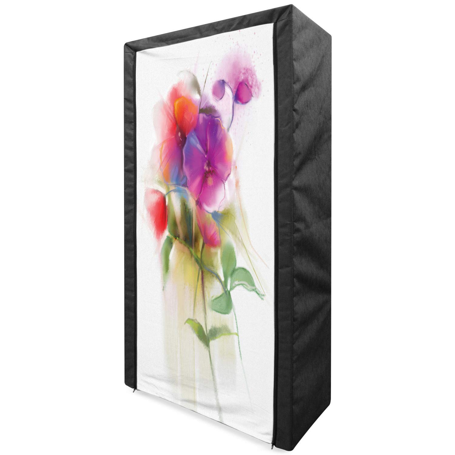 Ambesonne Floral Portable Fabric Wardrobe - Blooming Orchid Spring Bouquet Design, 33.5